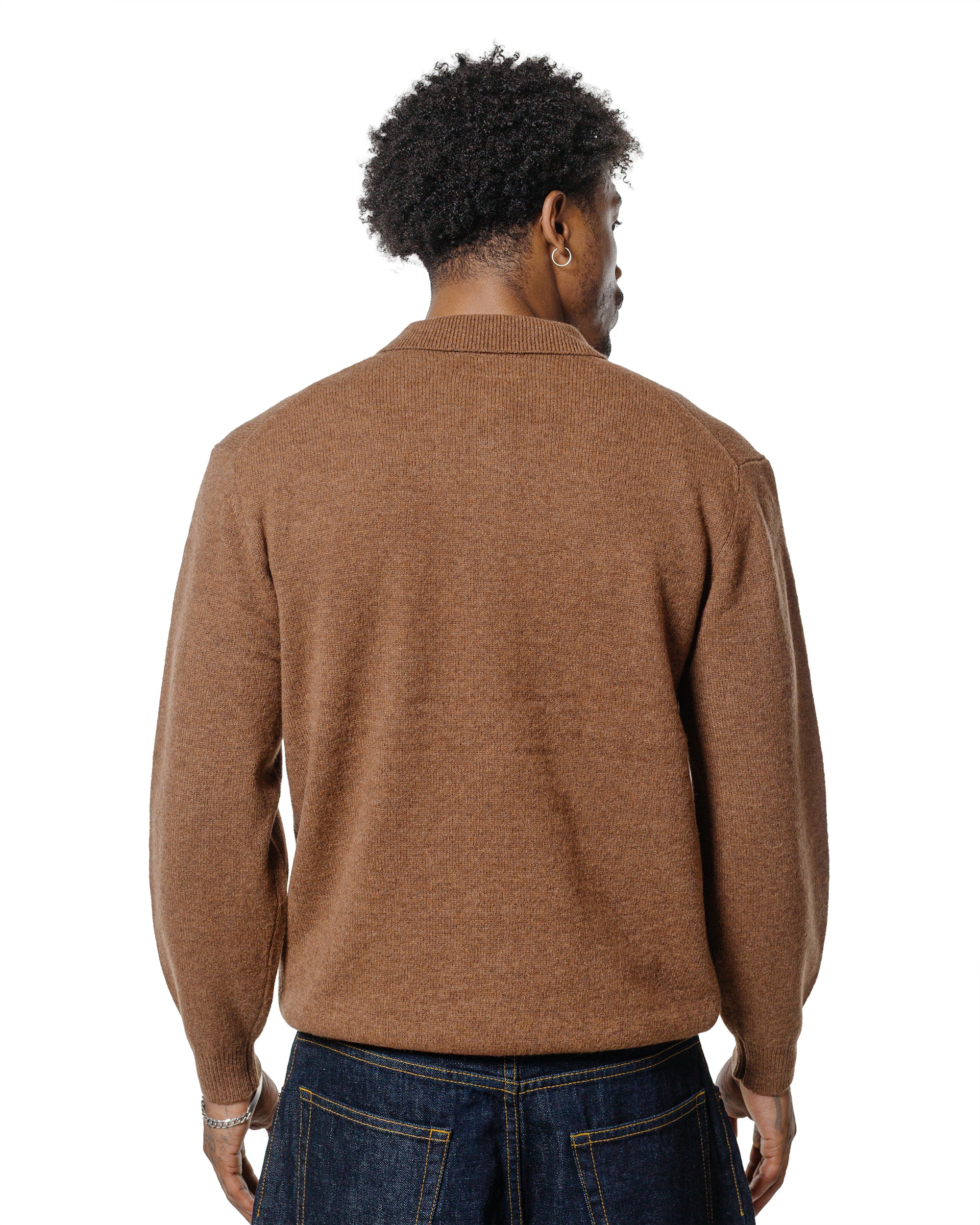Beams Plus Knit Polo 9G Brown - Image 3