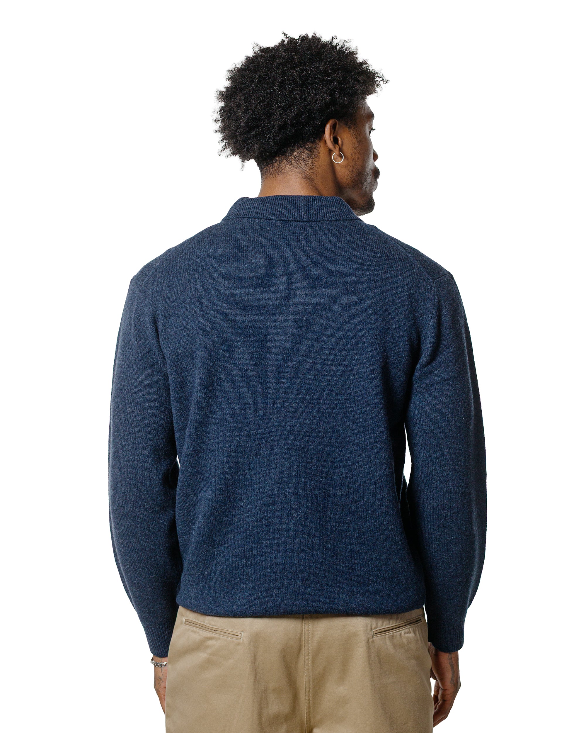 Beams Plus Knit Polo 9G Navy - Image 3