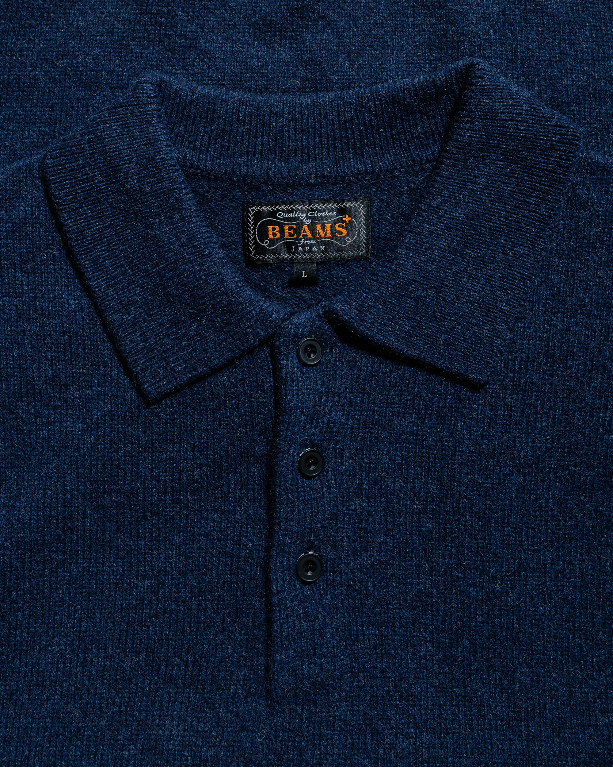 Beams Plus Knit Polo 9G Navy - Image 4