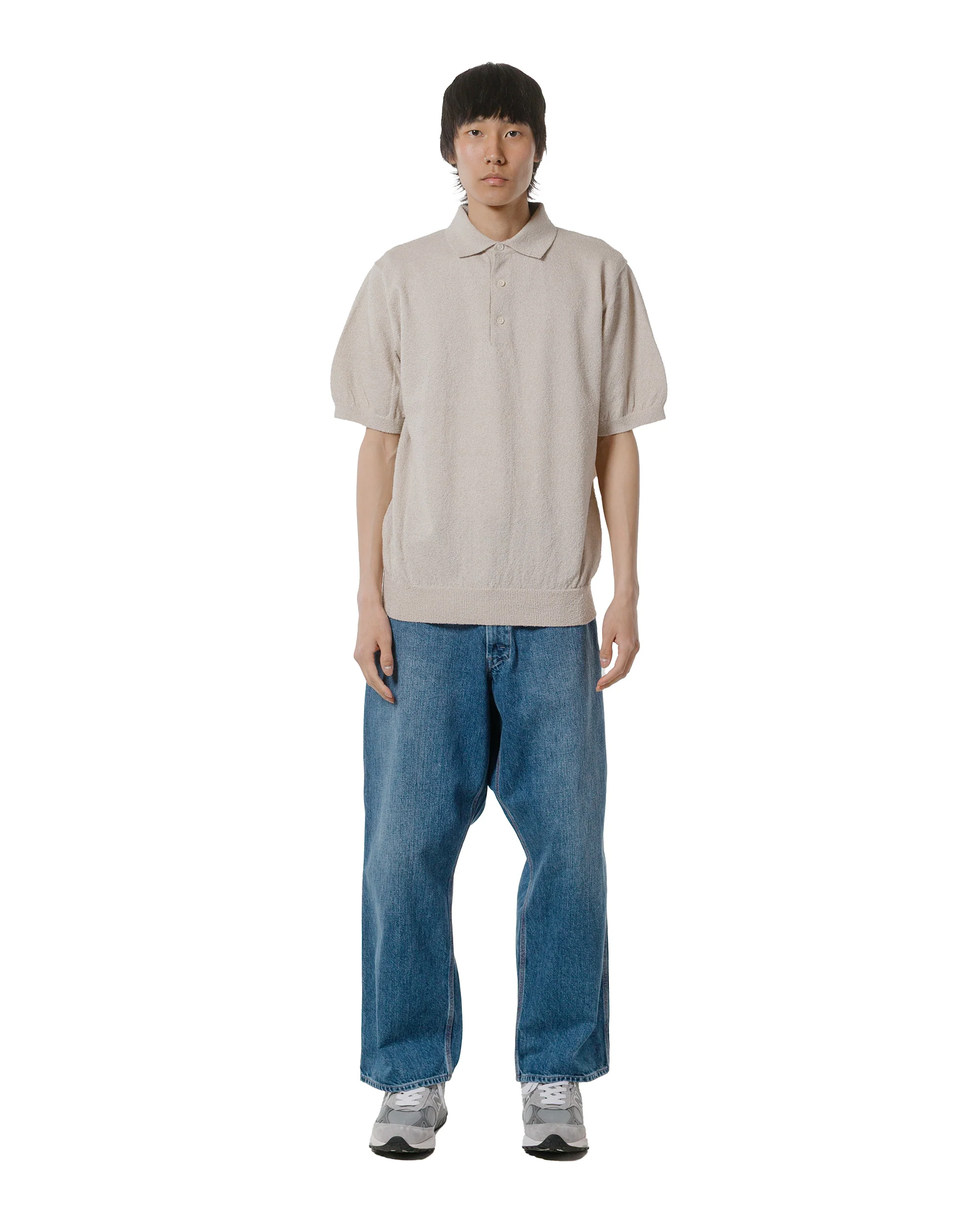 Beams Plus Knit Polo Boucle Beige - Image 4