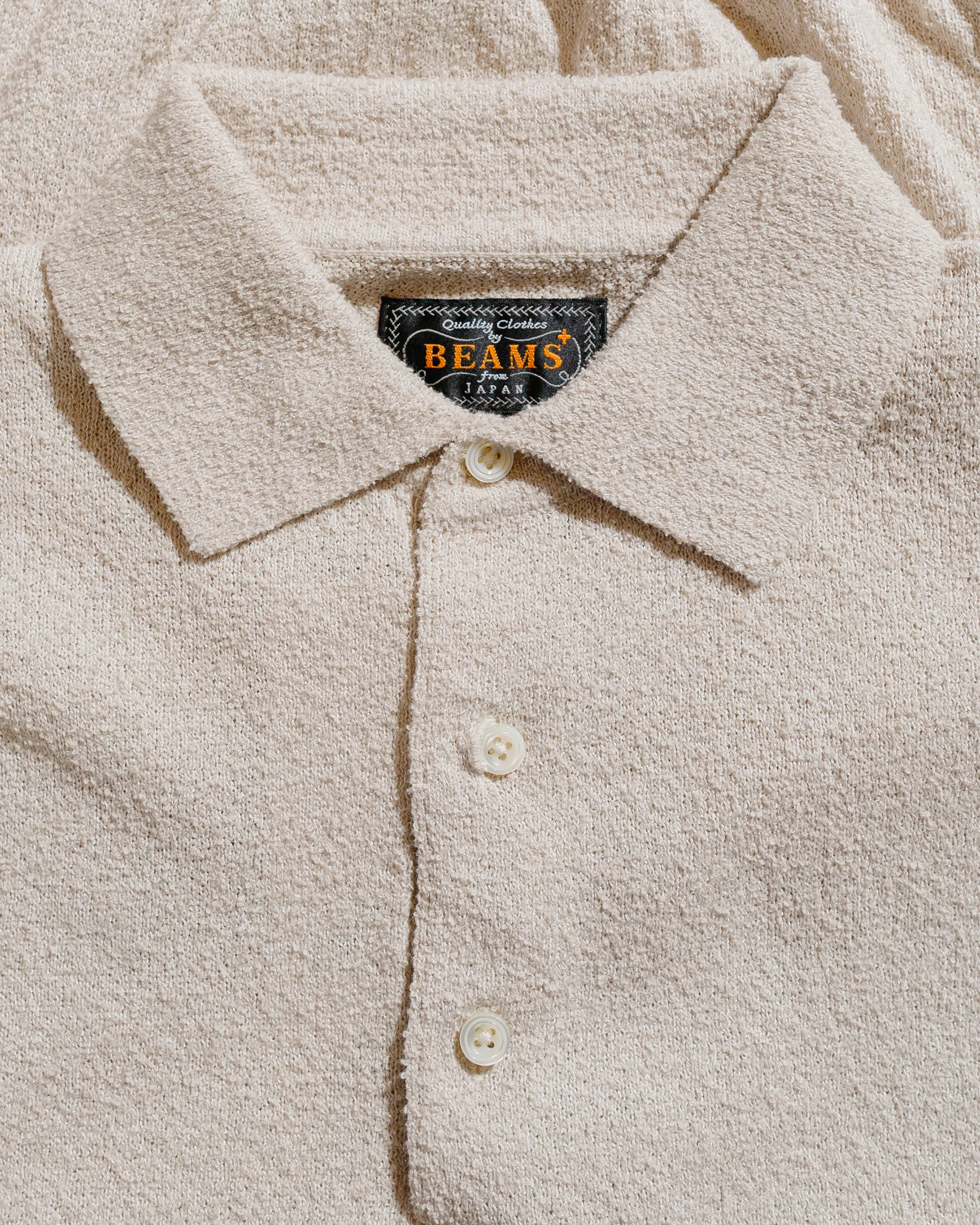 Beams Plus Knit Polo Boucle Beige - Image 5
