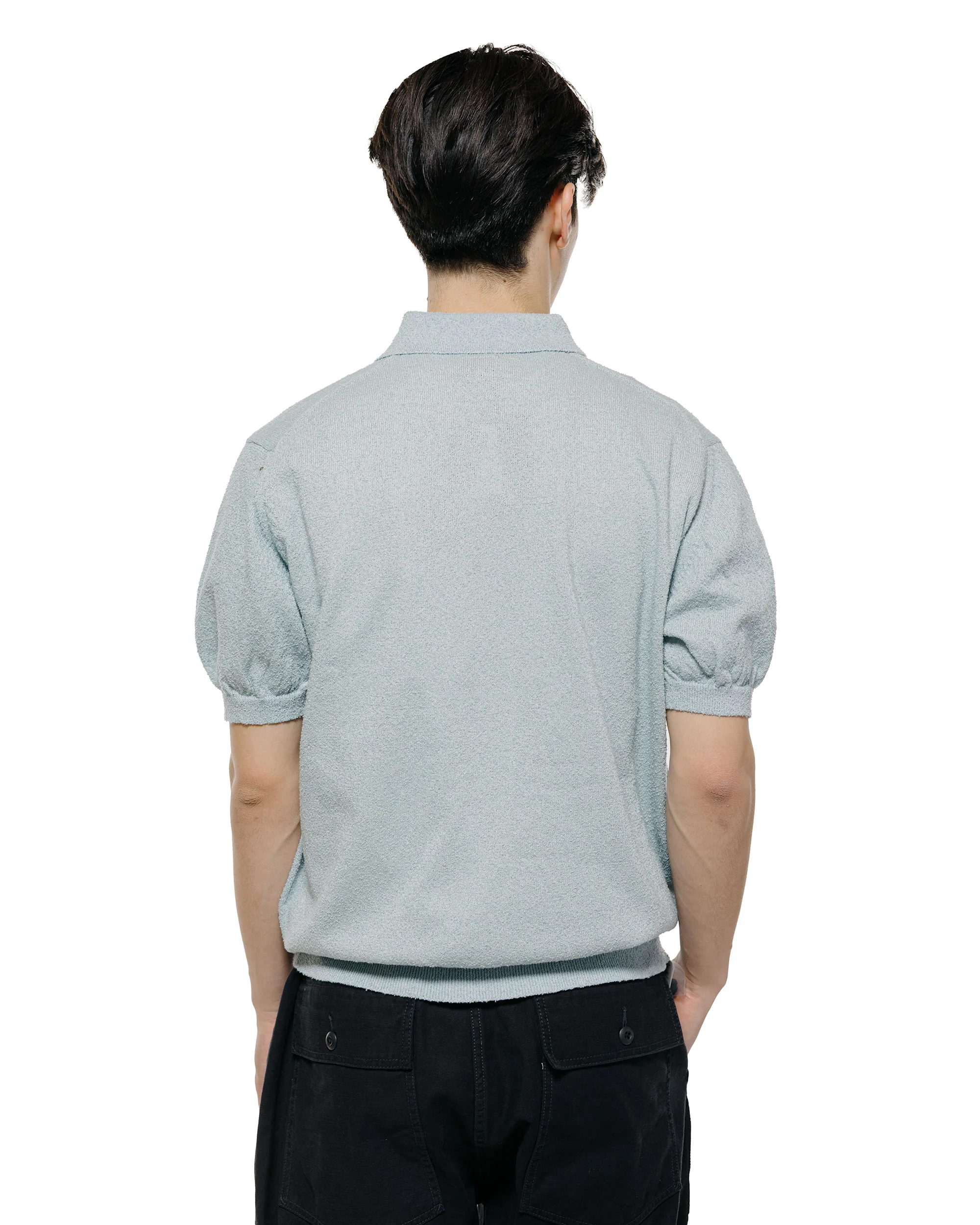 Beams Plus Knit Polo Boucle Sax - Image 3