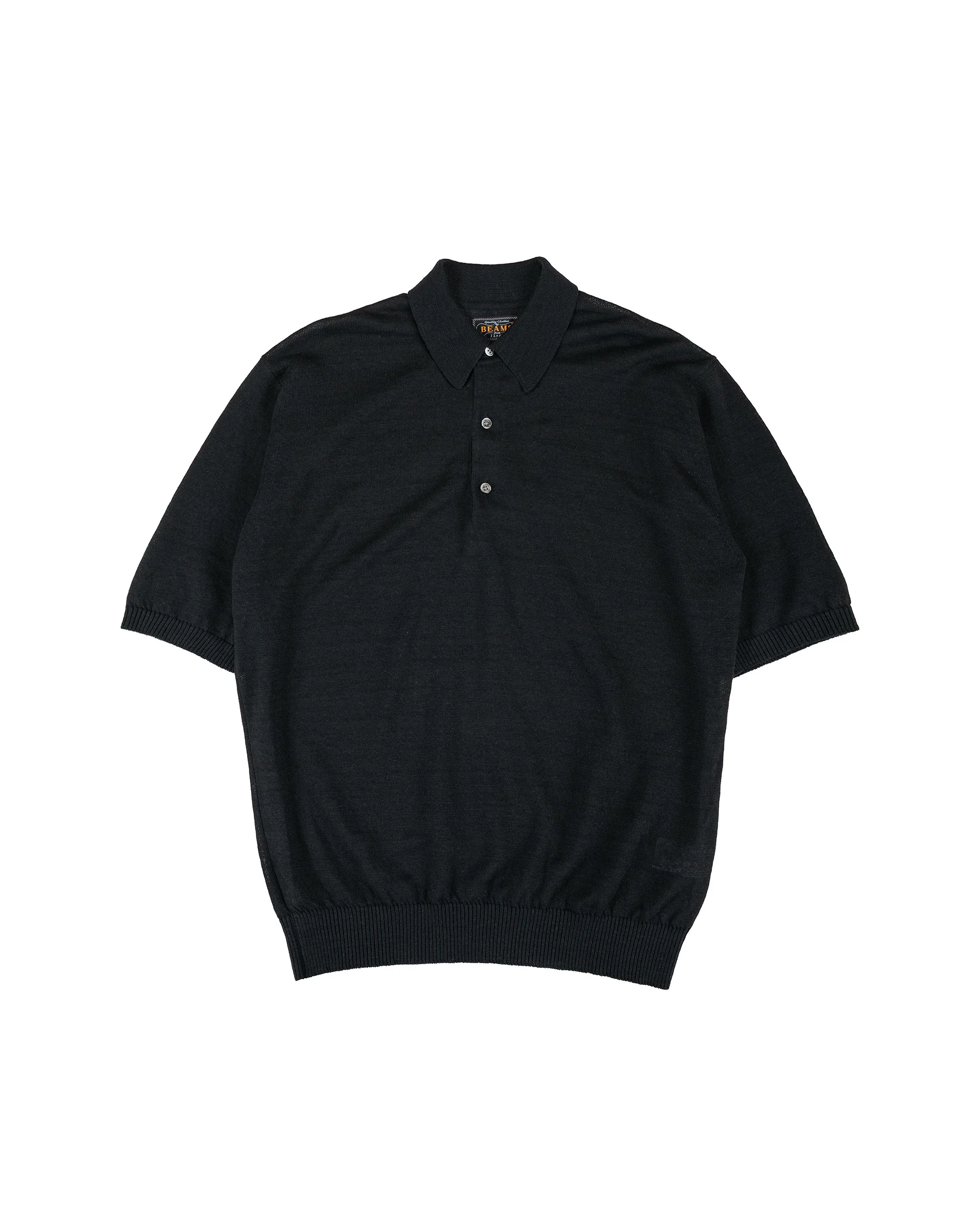 Beams Plus Knit Polo Hemp Black