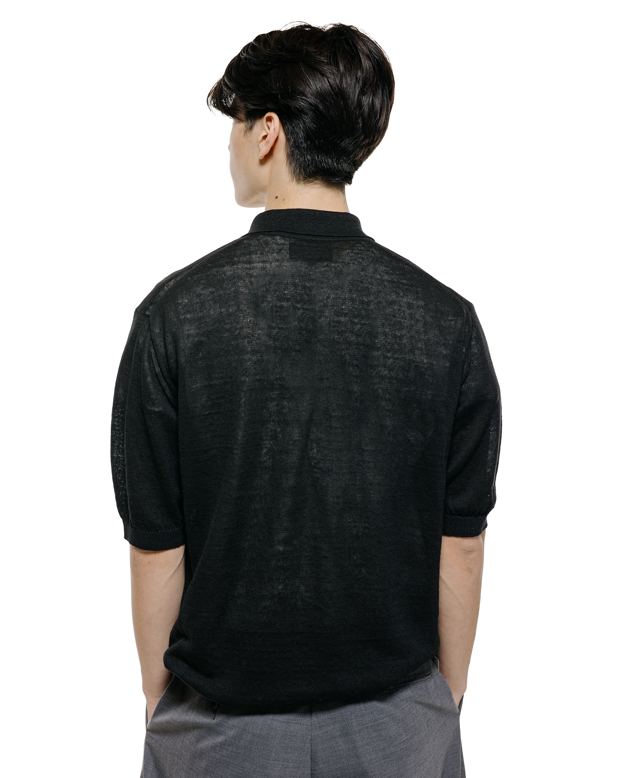 Beams Plus Knit Polo Hemp Black - Image 3