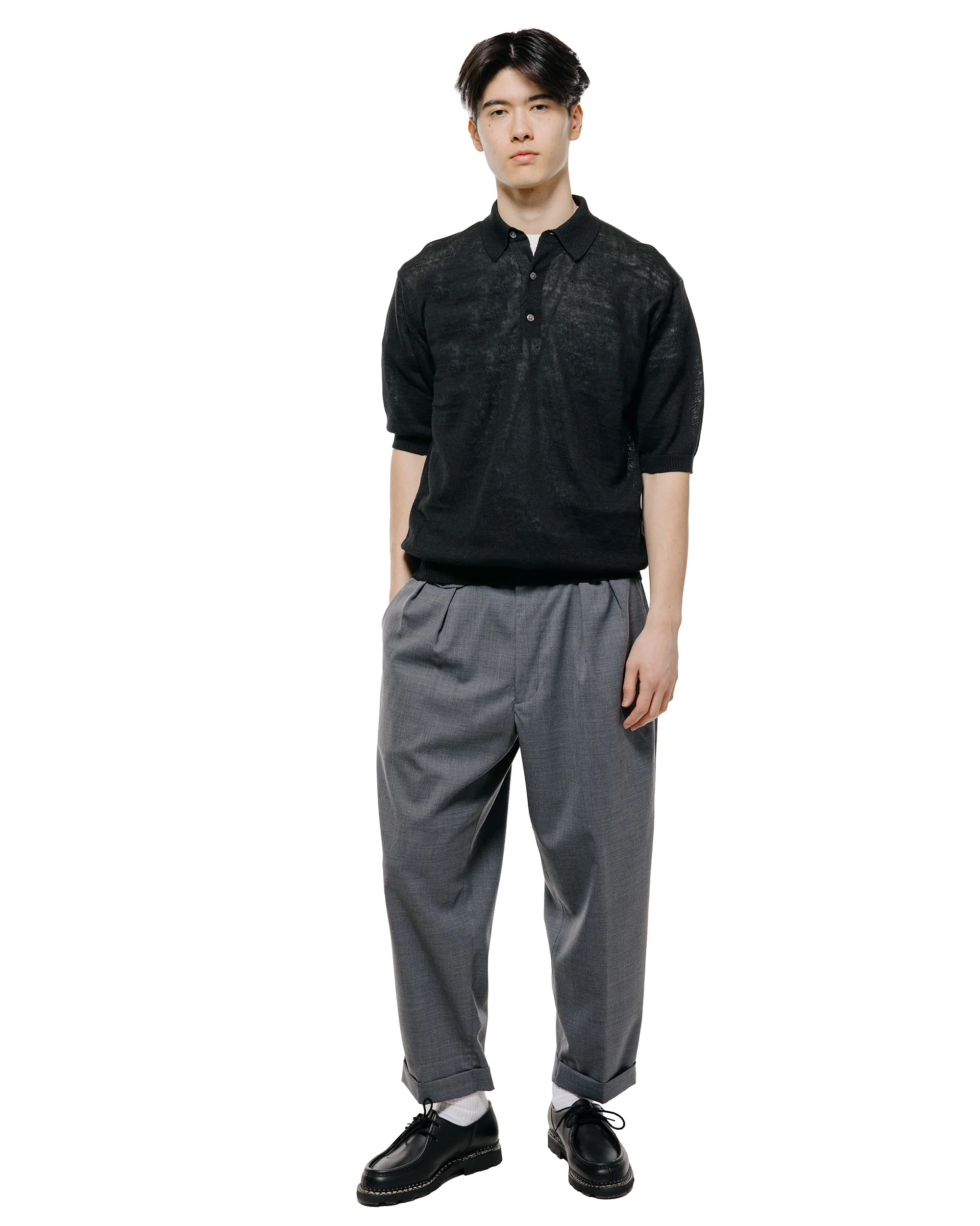 Beams Plus Knit Polo Hemp Black - Image 4