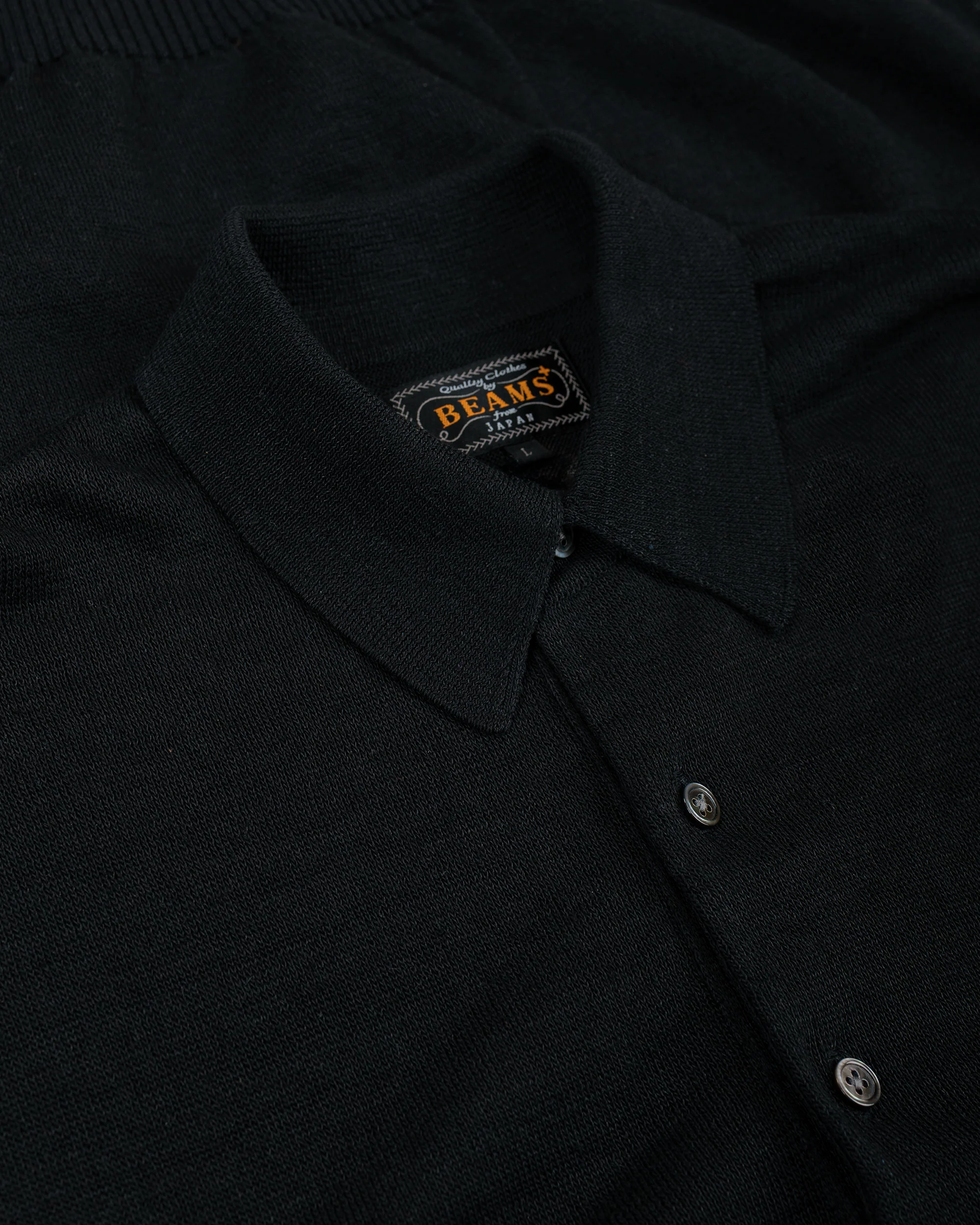 Beams Plus Knit Polo Hemp Black - Image 5