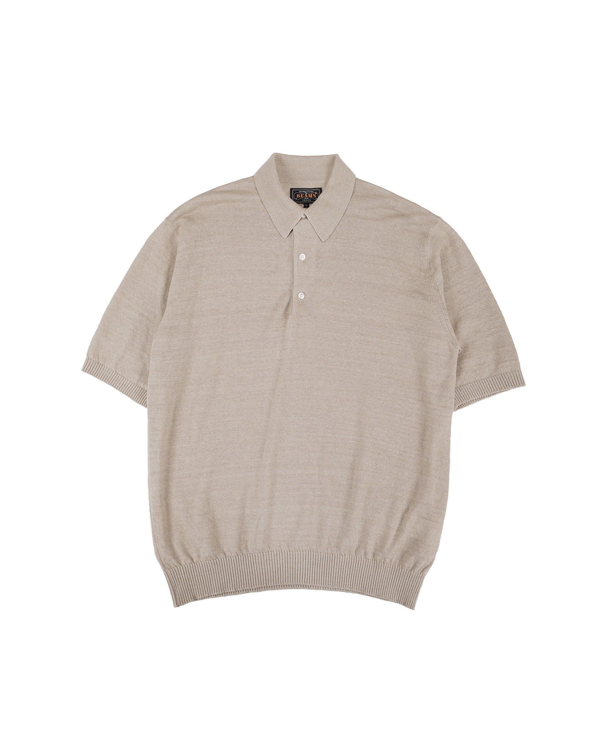 Beams Plus Knit Polo Hemp Light Grey