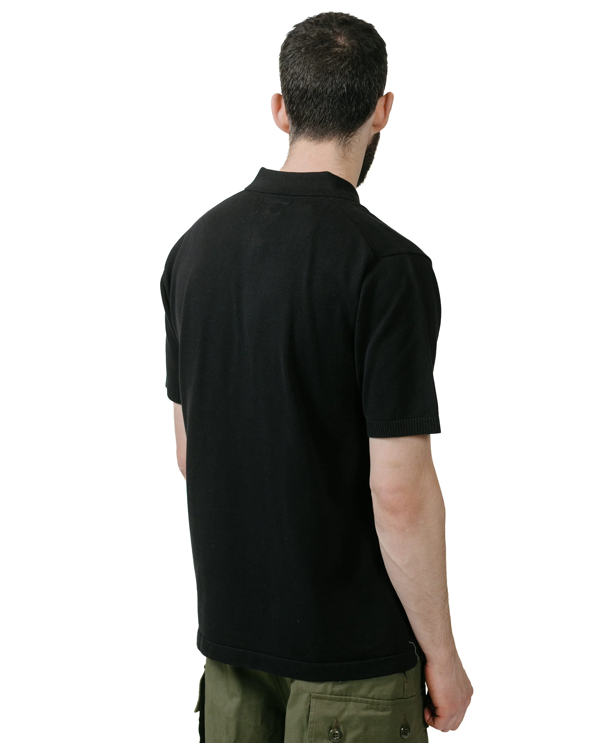 Beams Plus Knit Polo Solid 12G Black - Image 3