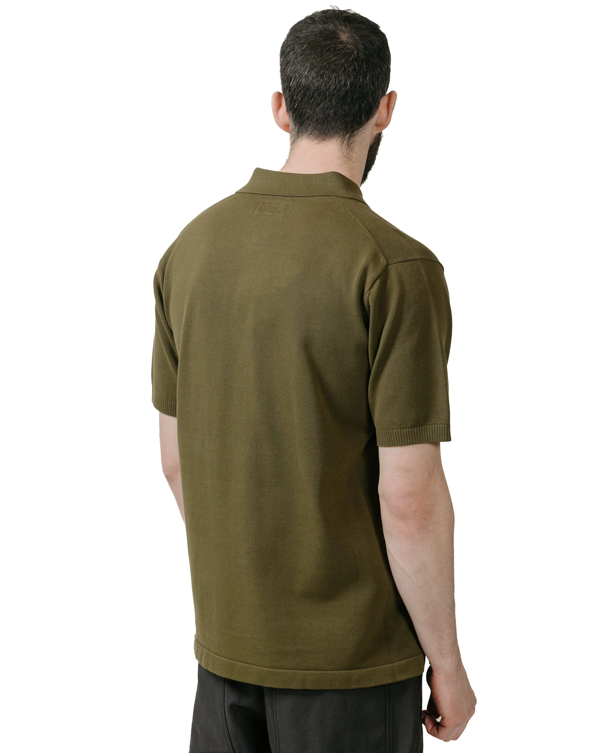 Beams Plus Knit Polo Solid 12G Green - Image 3