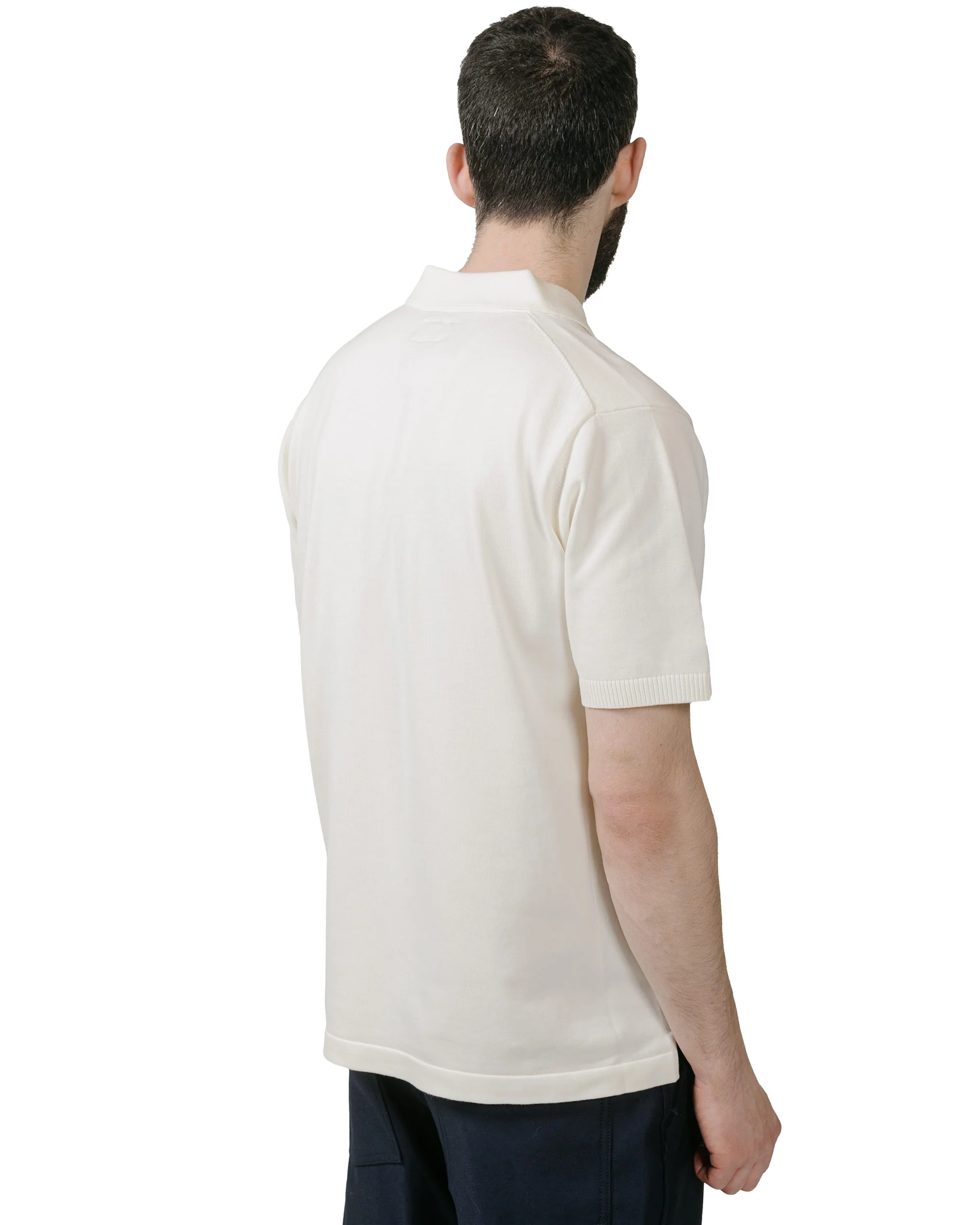 Beams Plus Knit Polo Solid 12G White - Image 3