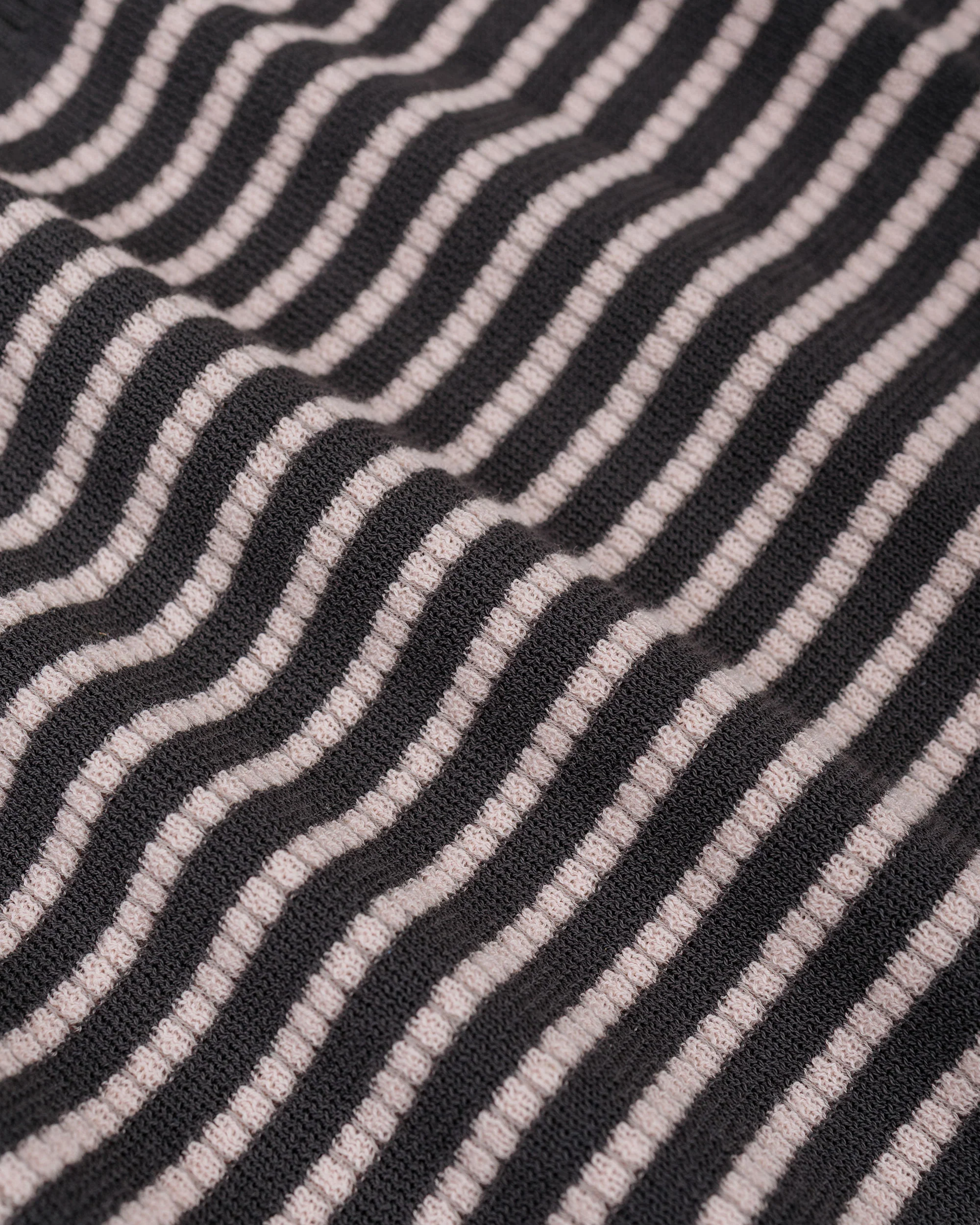 Beams Plus Knit Tee Dot Pattern Jacquard Charcoal Grey - Image 6