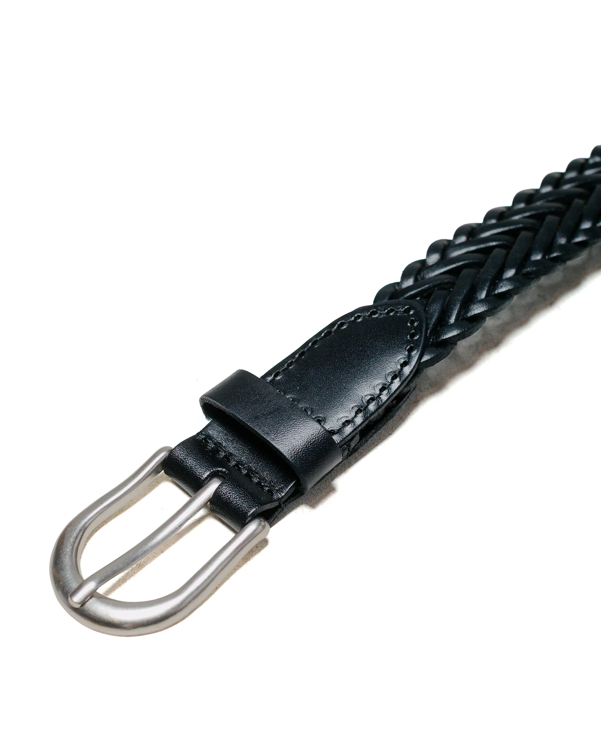 Beams Plus Leather Mesh Belt Black - Image 2