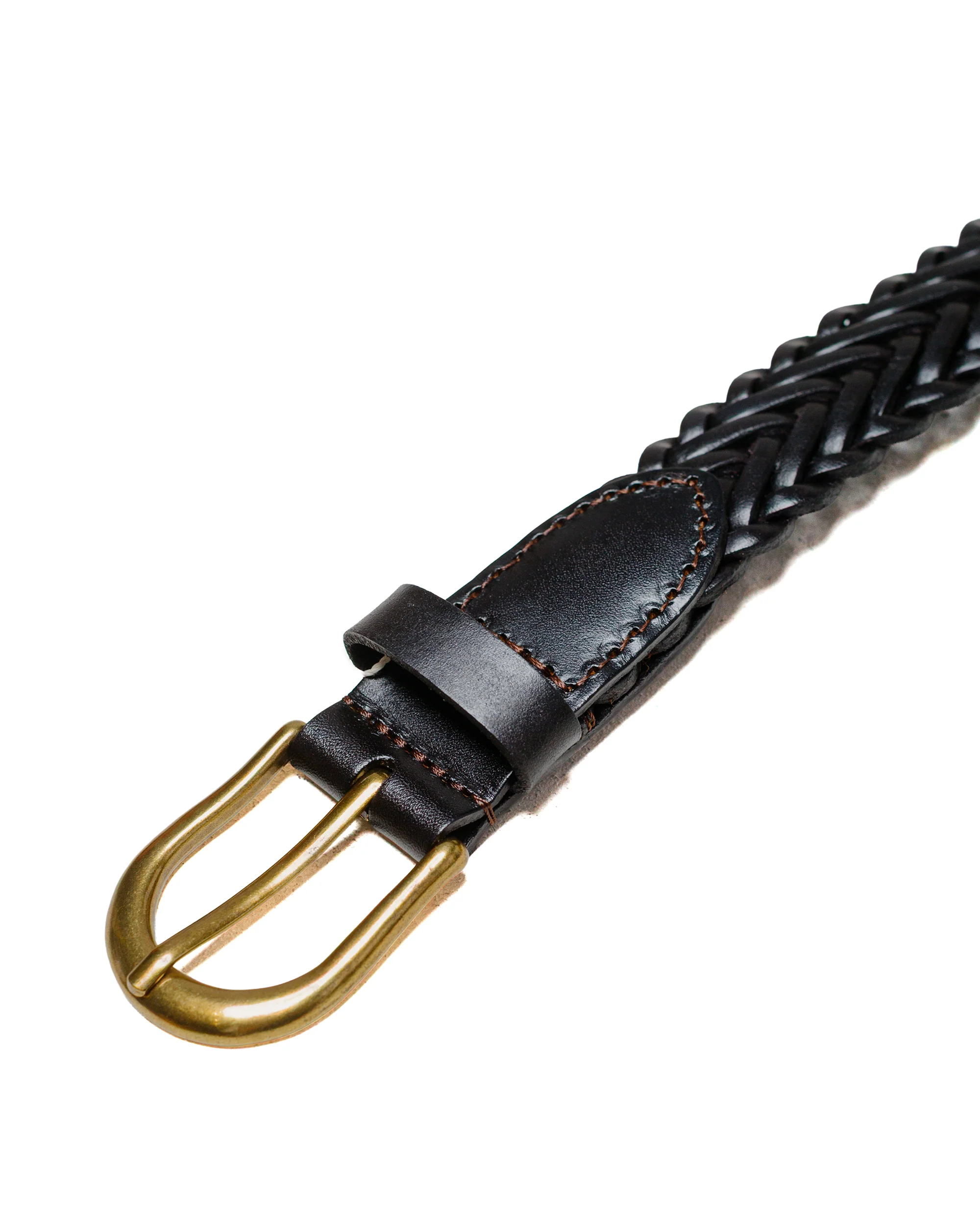 Beams Plus Leather Mesh Belt Brown - Image 2