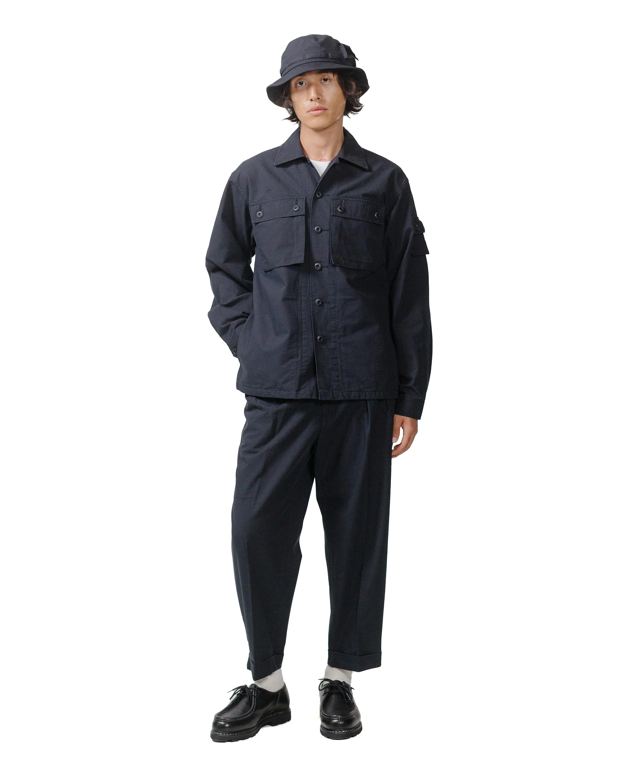 Beams Plus Lost & Found 2Pleats Cotton Ripstop Black - Image 4