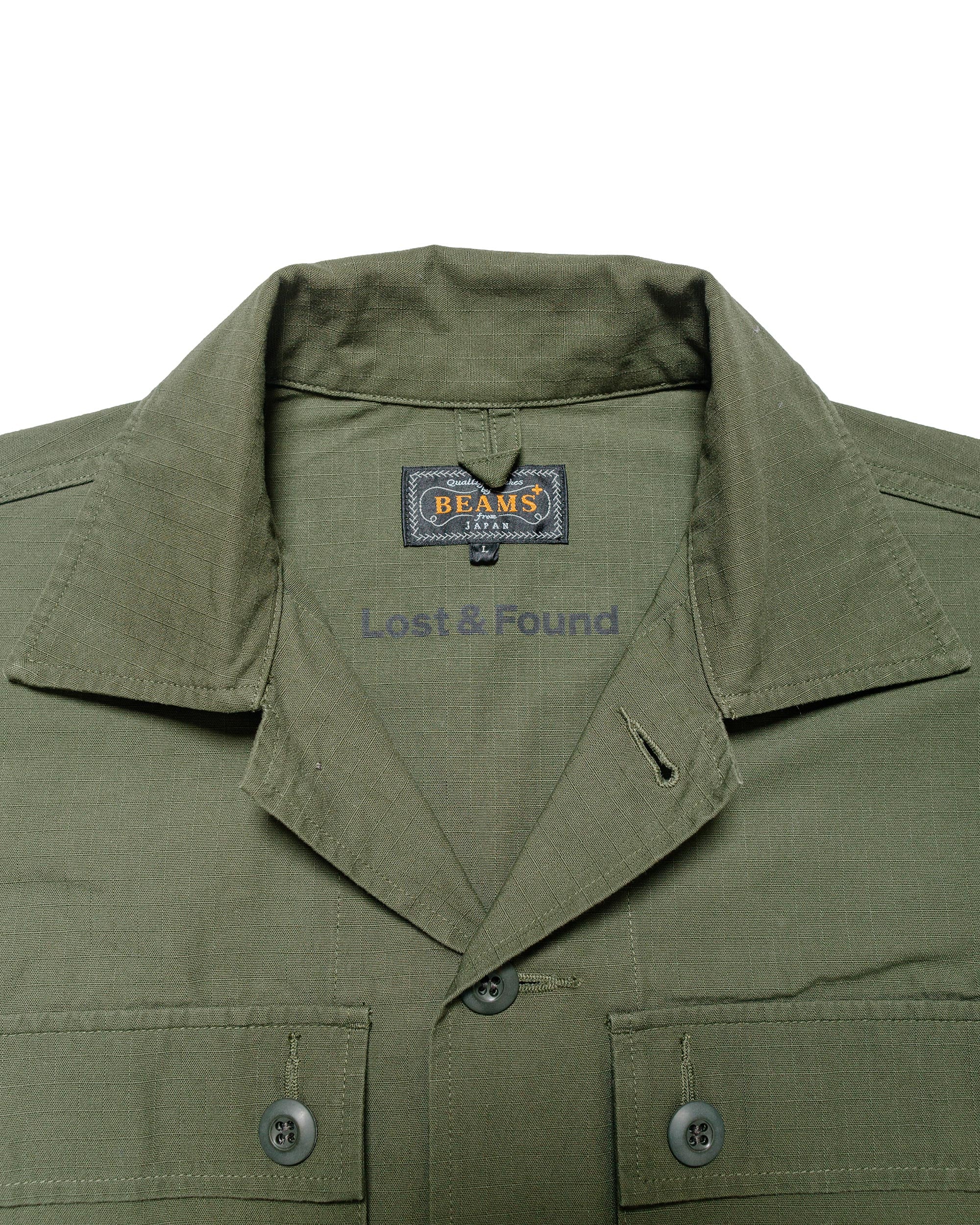 Beams Plus Lost & Found MIL SHT-JAC Cotton Ripstop Olive - Image 11