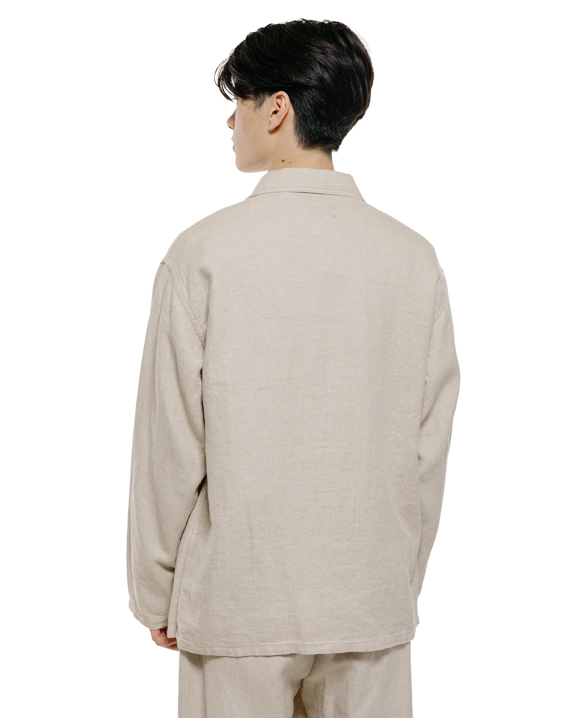 Beams Plus MIL Chore Jacket Cotton Linen Off White - Image 3