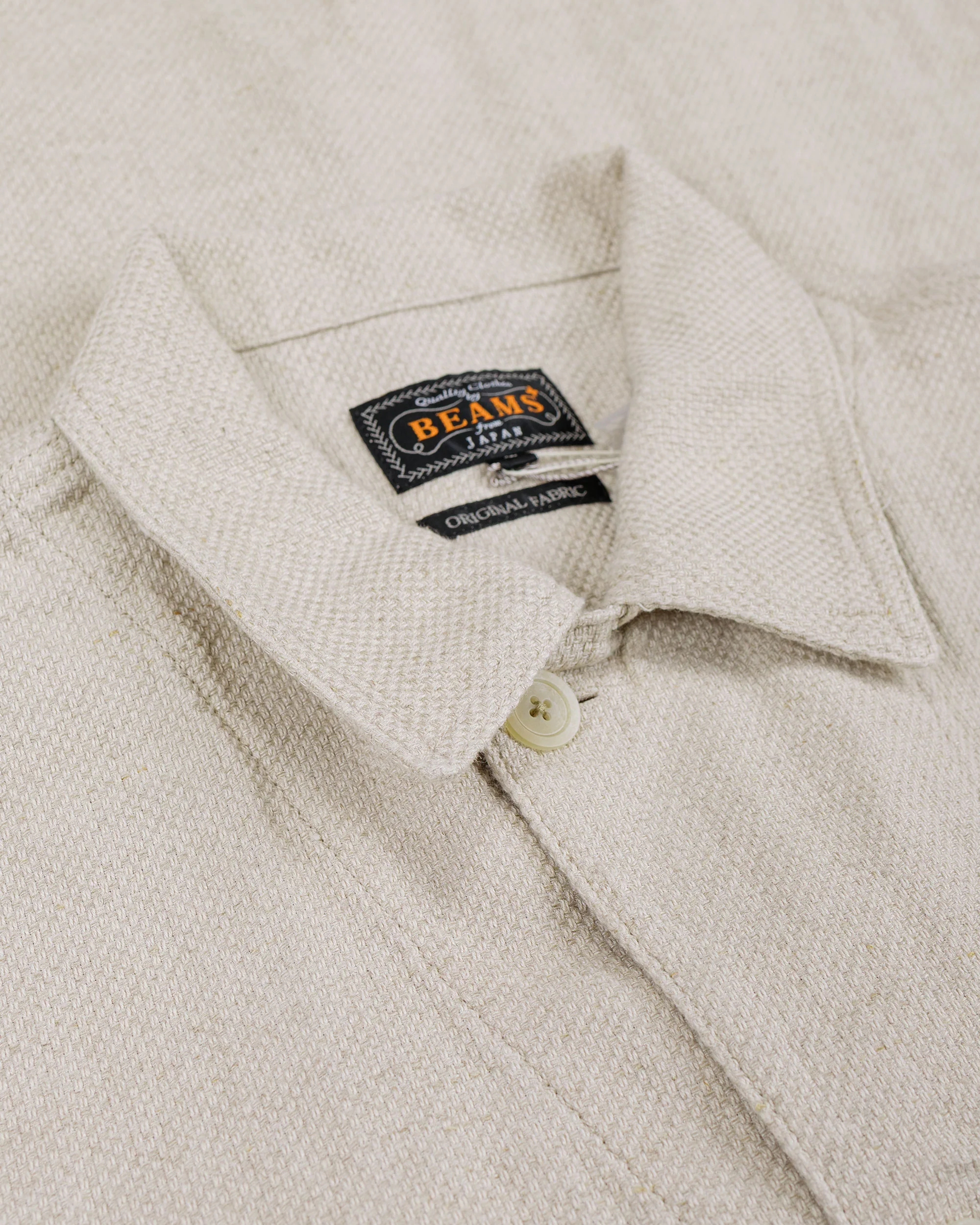 Beams Plus MIL Chore Jacket Cotton Linen Off White - Image 5