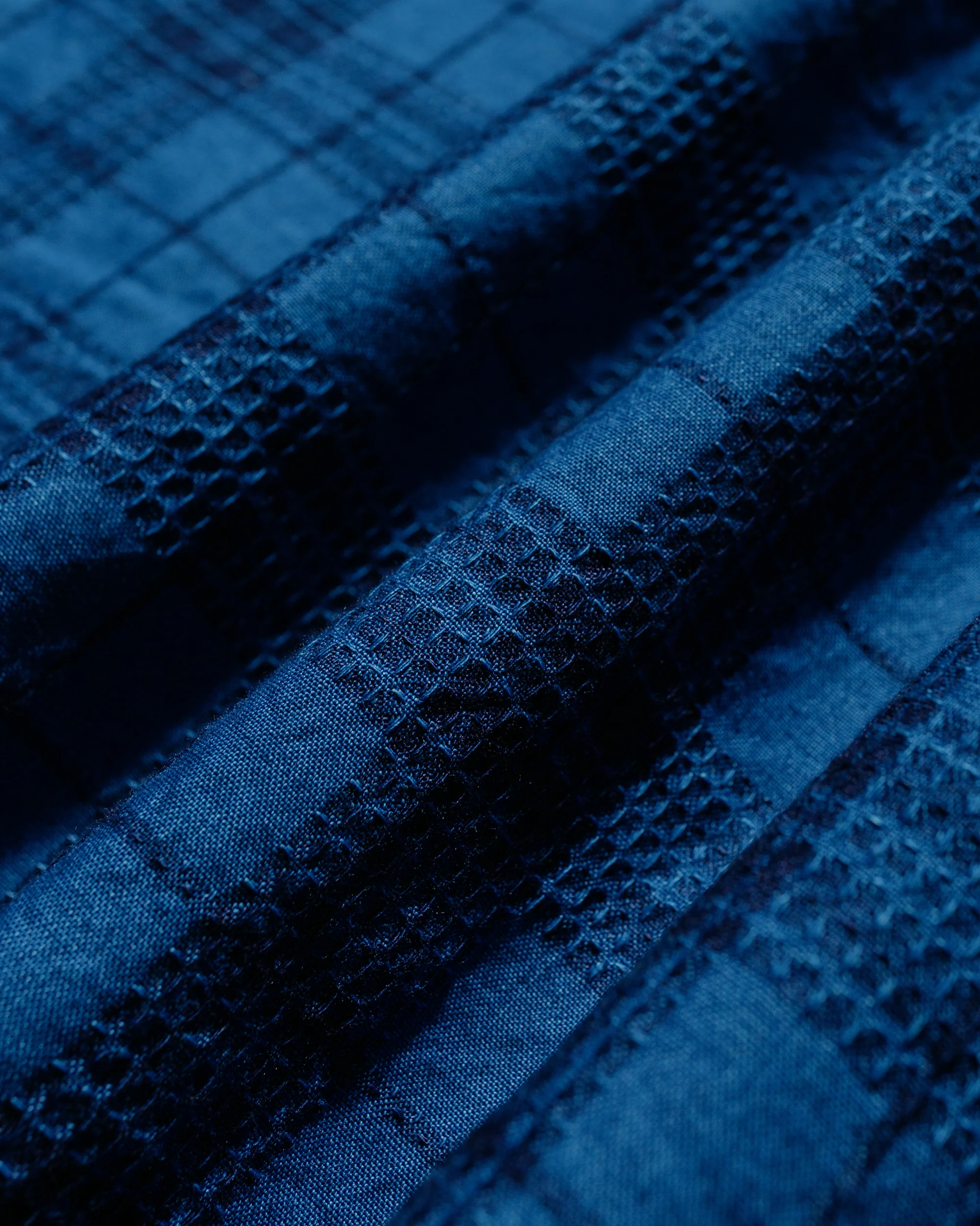 Beams Plus MIL Open Collar Indigo Dobby Plaid Wide Plaid - Image 6