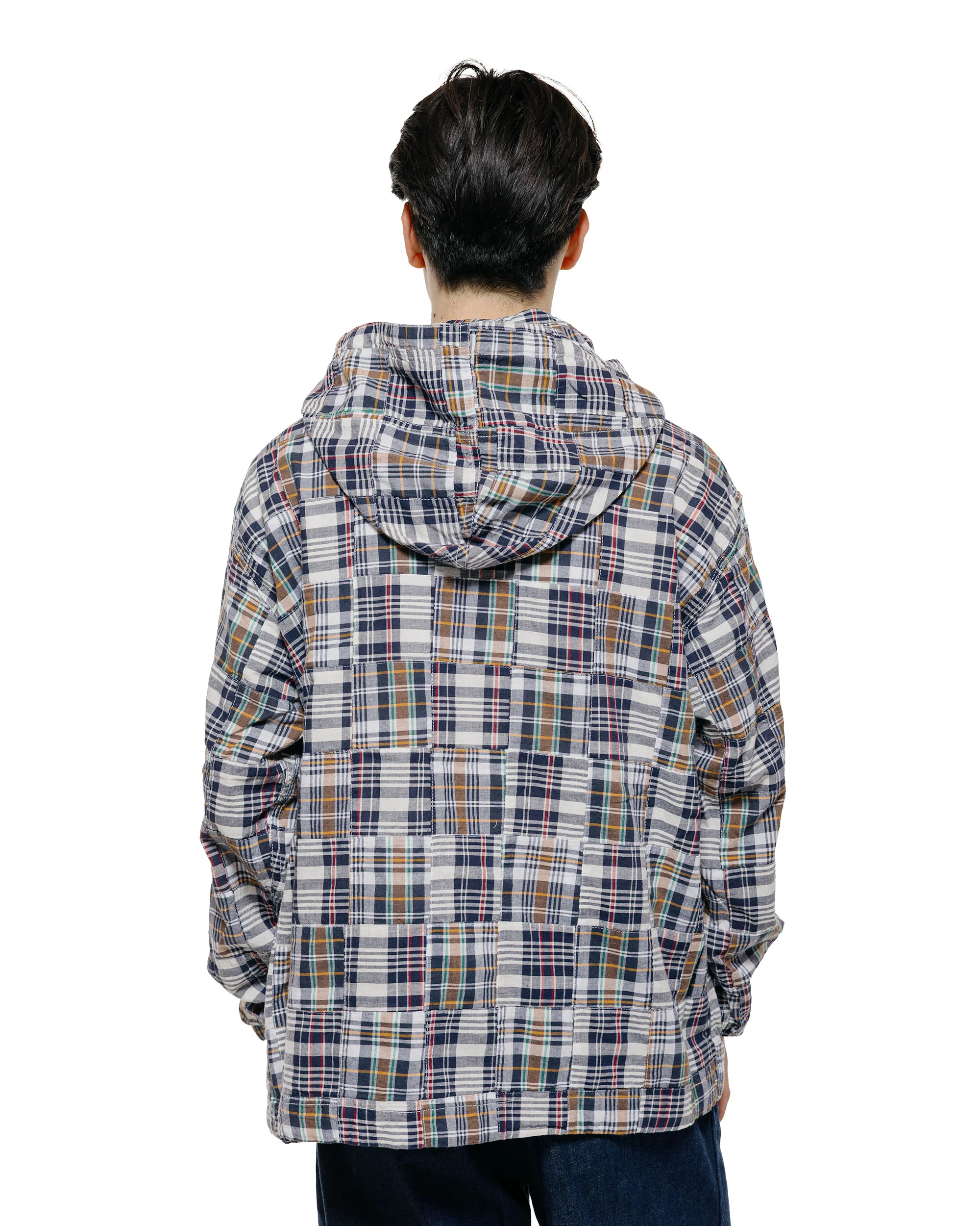 Beams Plus MIL Smock Patchwork Madras Navy - Image 3