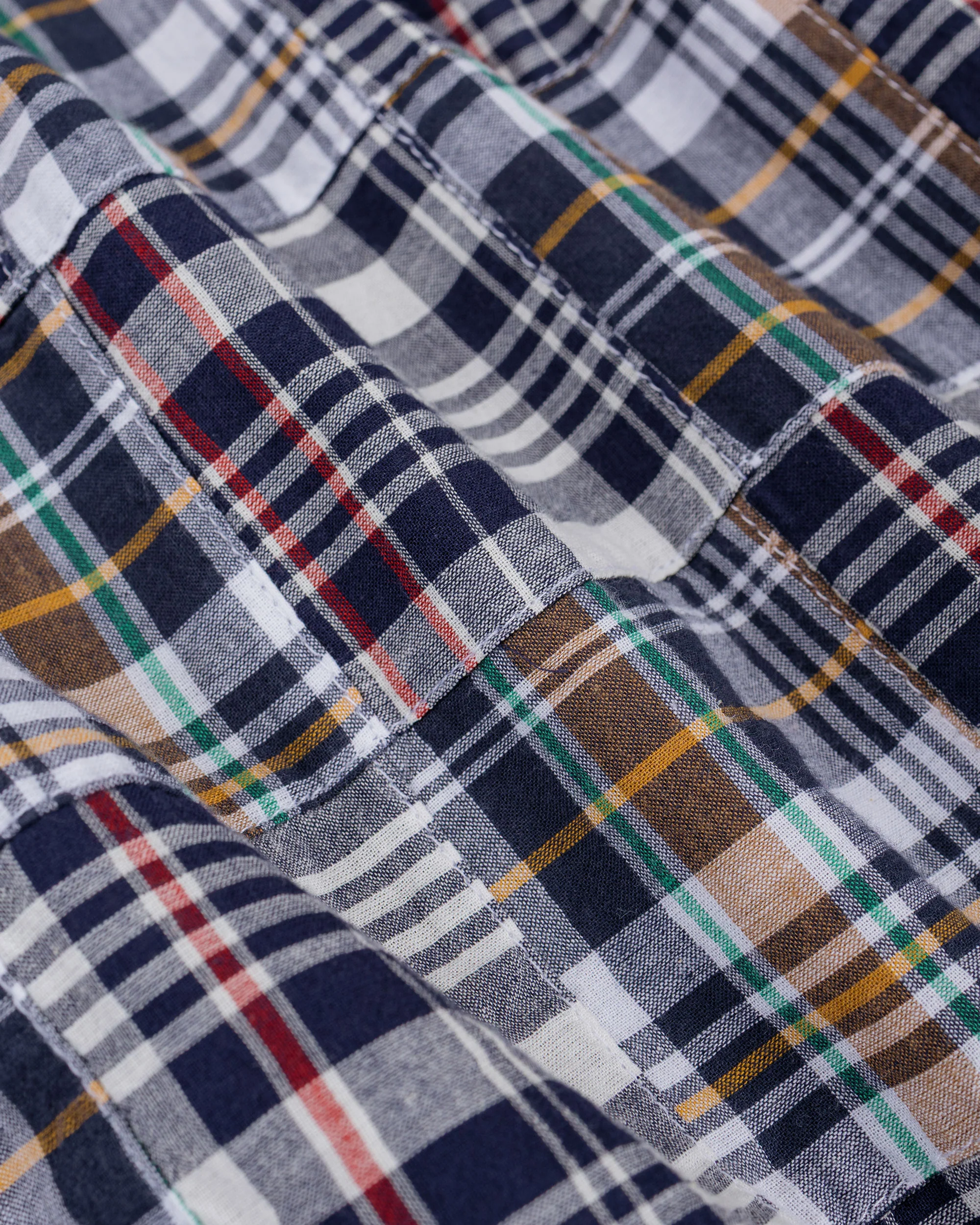 Beams Plus MIL Smock Patchwork Madras Navy - Image 6
