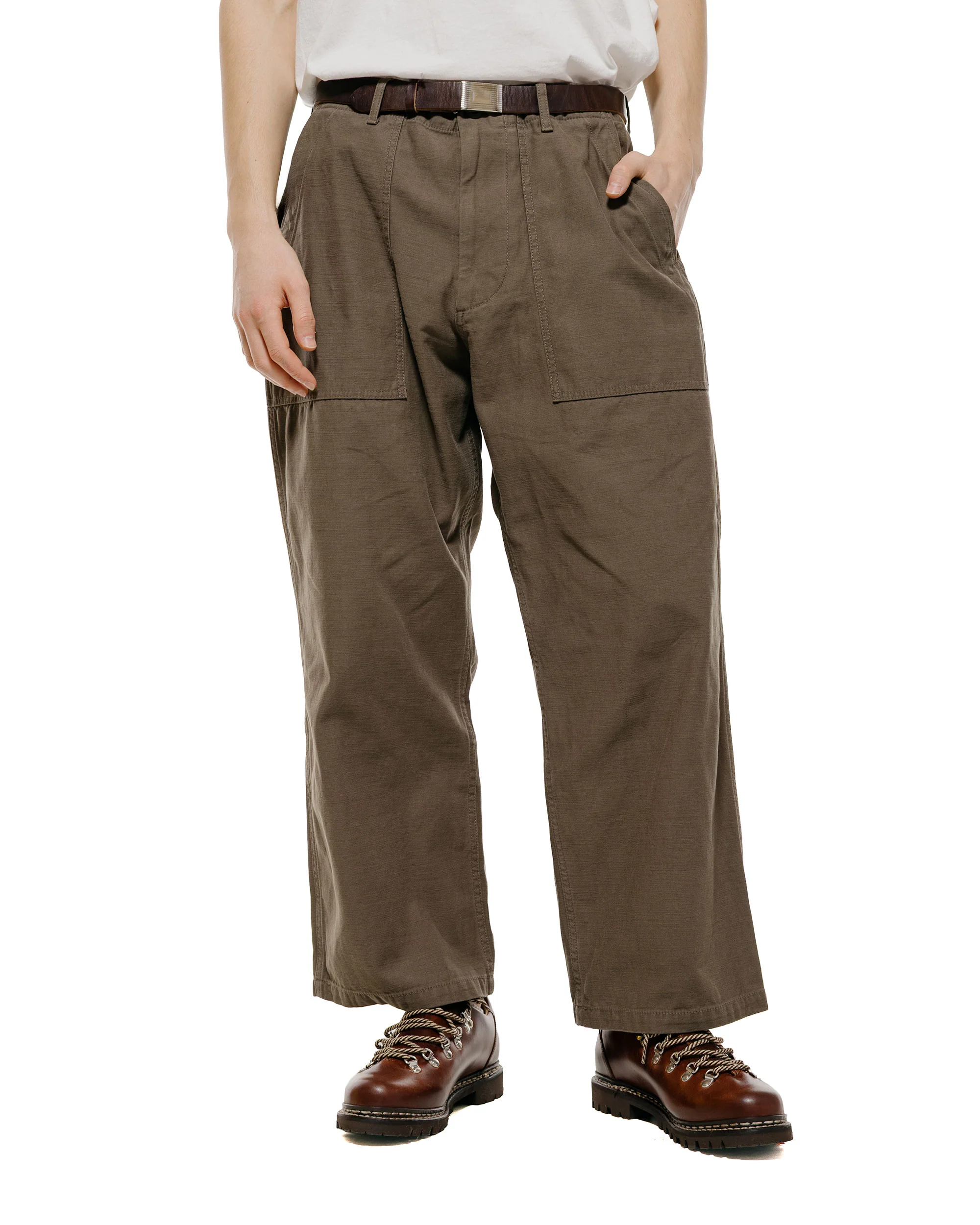 Beams Plus MIL Utility Trousers Reversed Sateen Olive Brown - Image 2