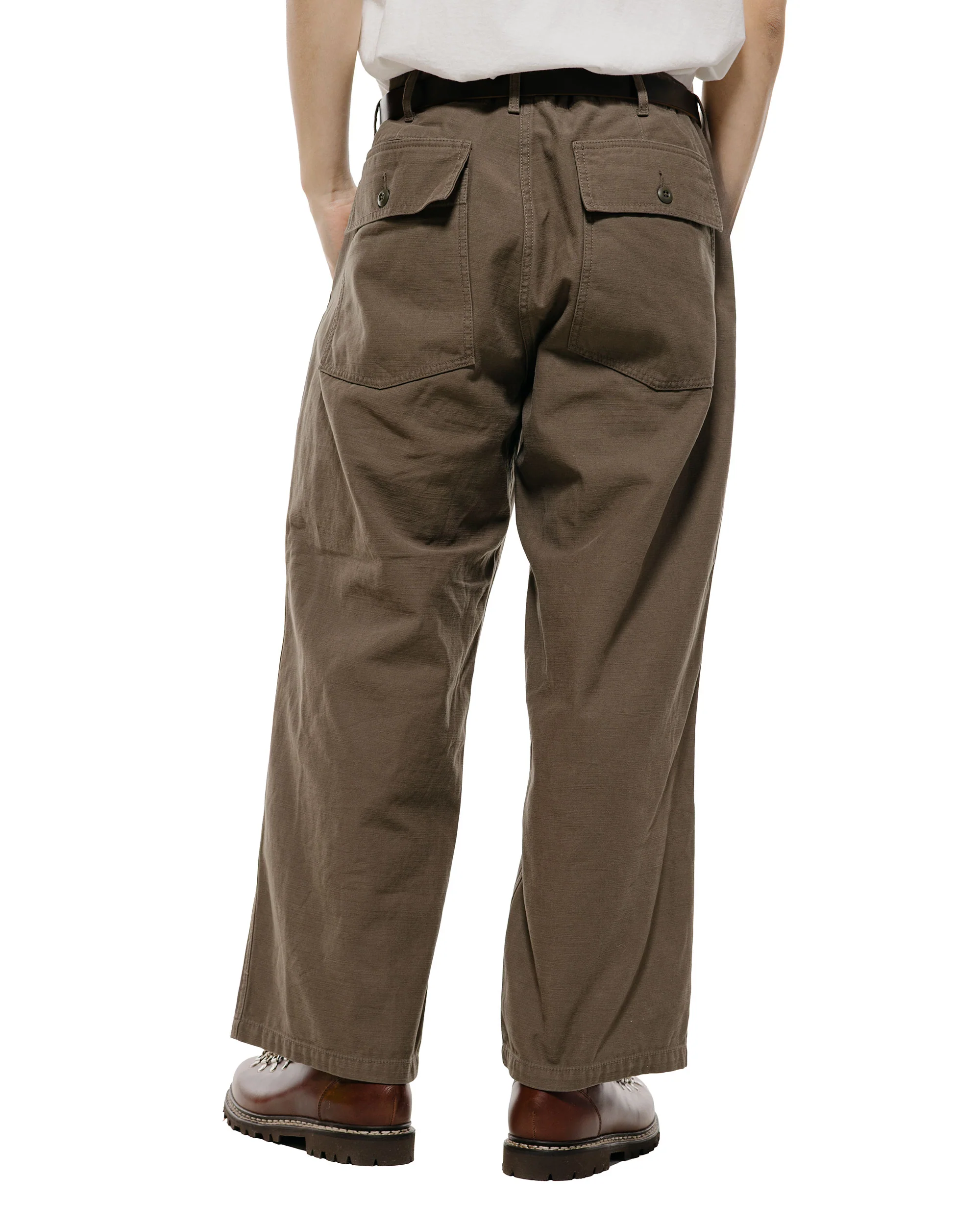 Beams Plus MIL Utility Trousers Reversed Sateen Olive Brown - Image 3