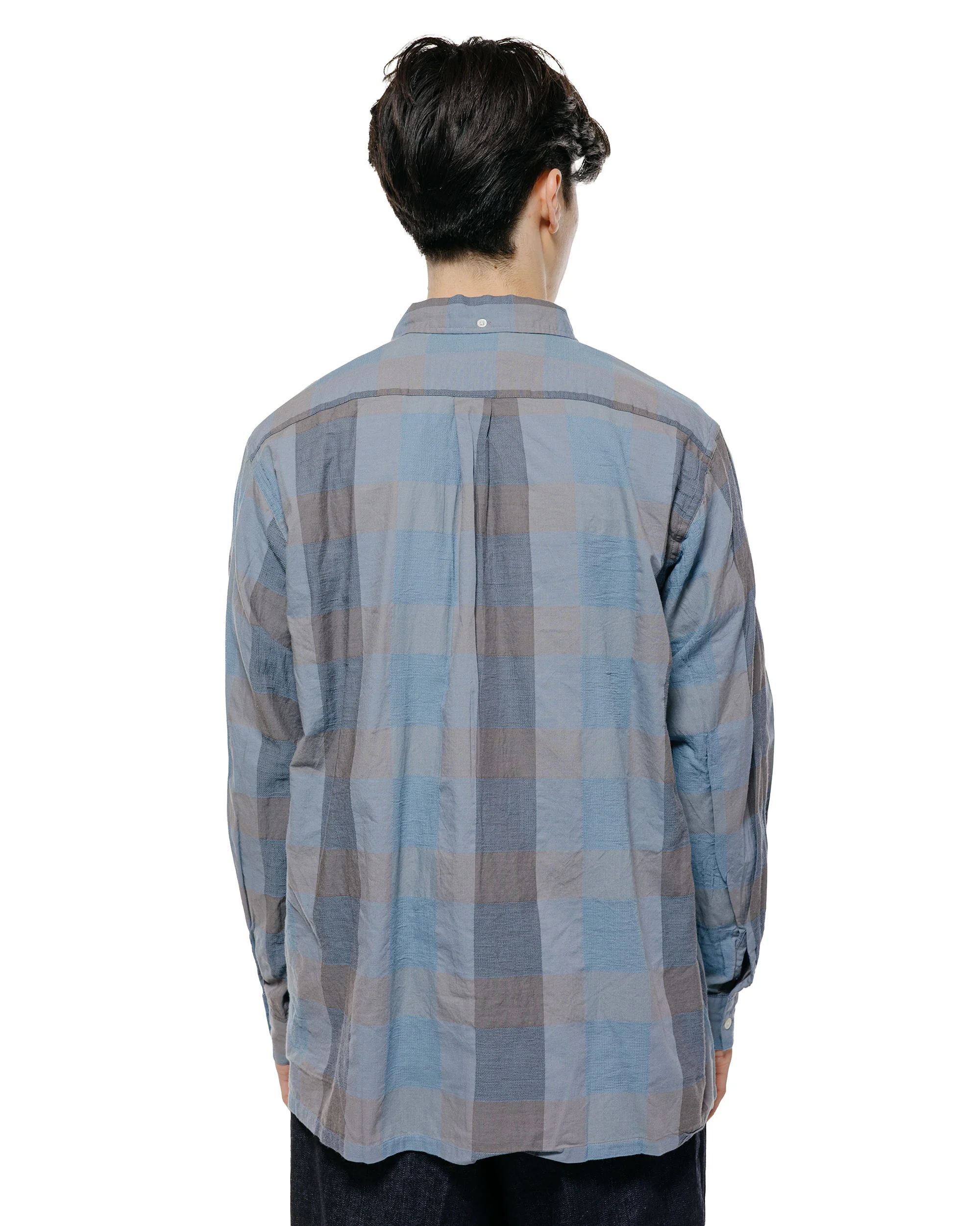 Beams Plus Open B.D. Indigo Panama Weave Plaid Indigo - Image 3