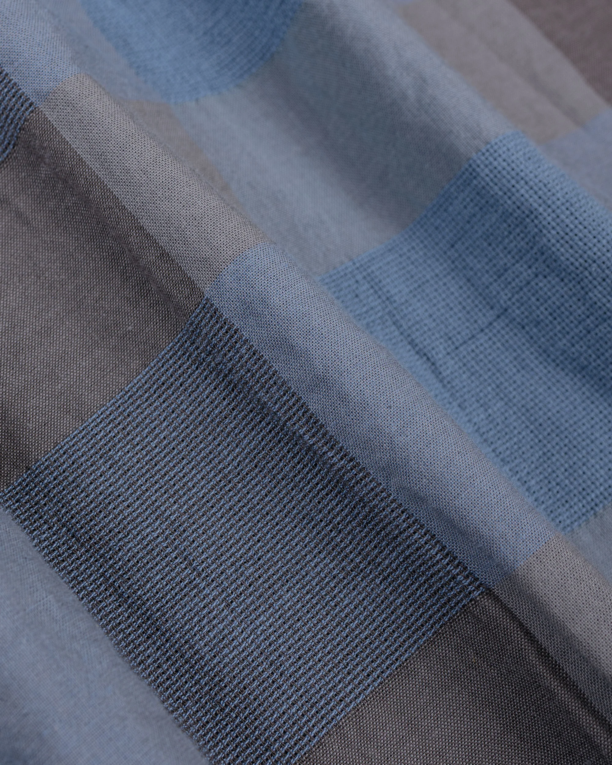Beams Plus Open B.D. Indigo Panama Weave Plaid Indigo - Image 6