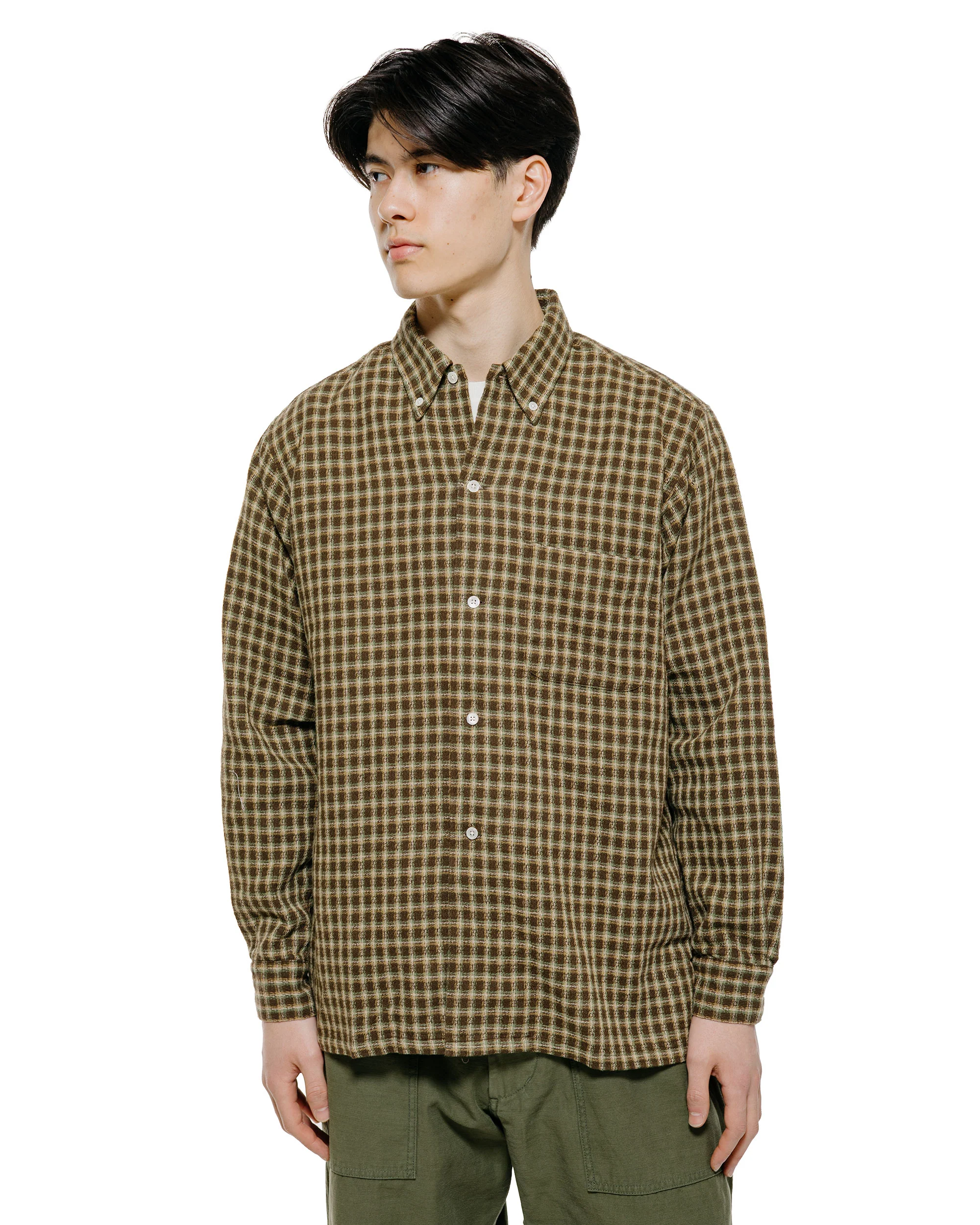 Beams Plus Open B.D. Panama Plaid Double Face Brown - Image 2