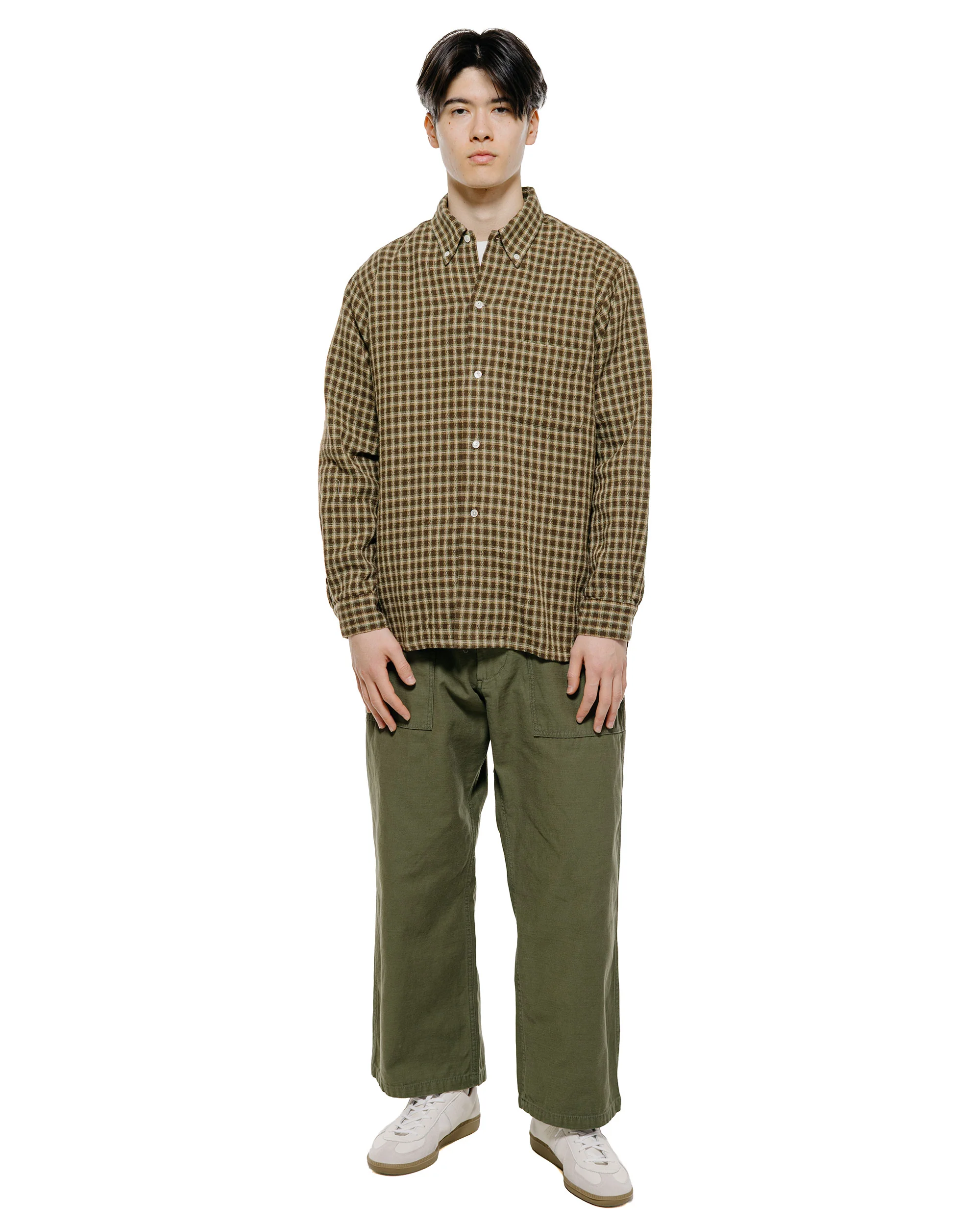 Beams Plus Open B.D. Panama Plaid Double Face Brown - Image 4