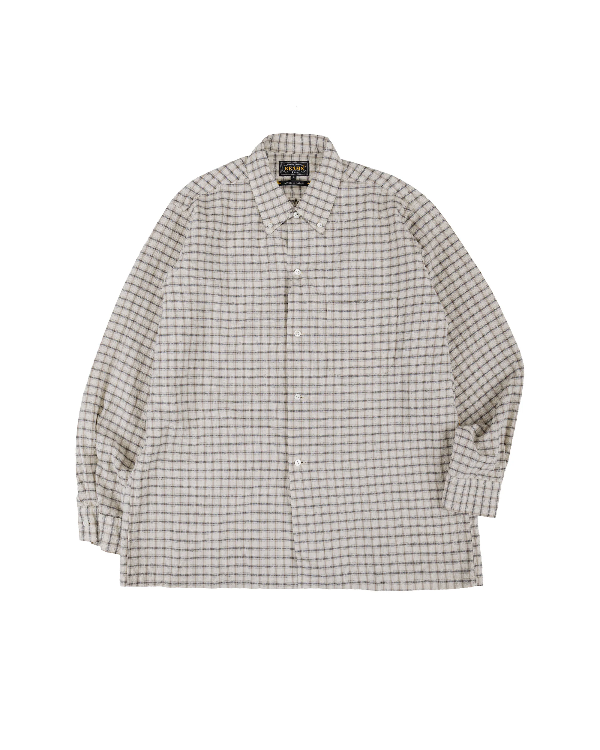 Beams Plus Open B.D. Sucker Plaid Navy