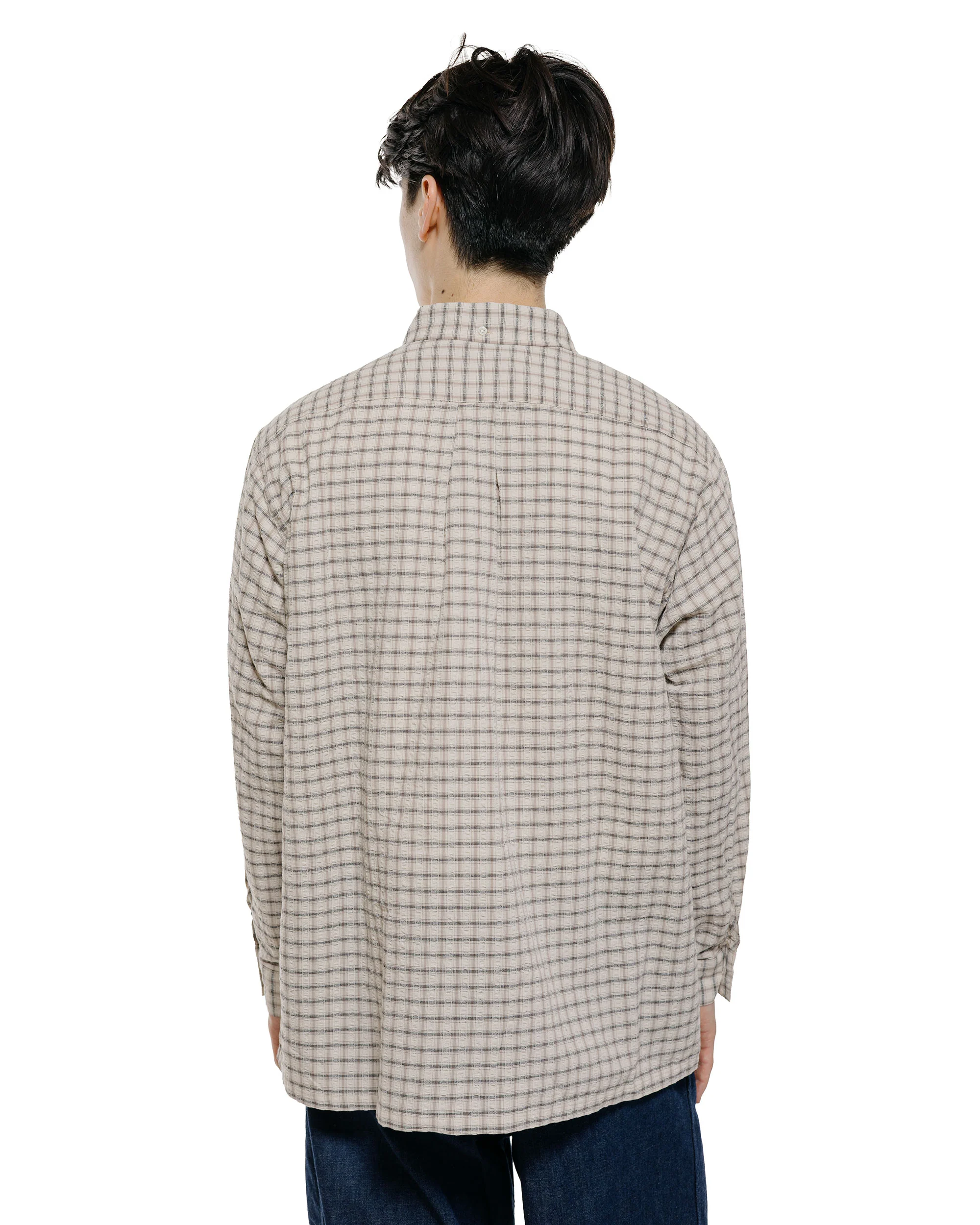 Beams Plus Open B.D. Sucker Plaid Navy - Image 3