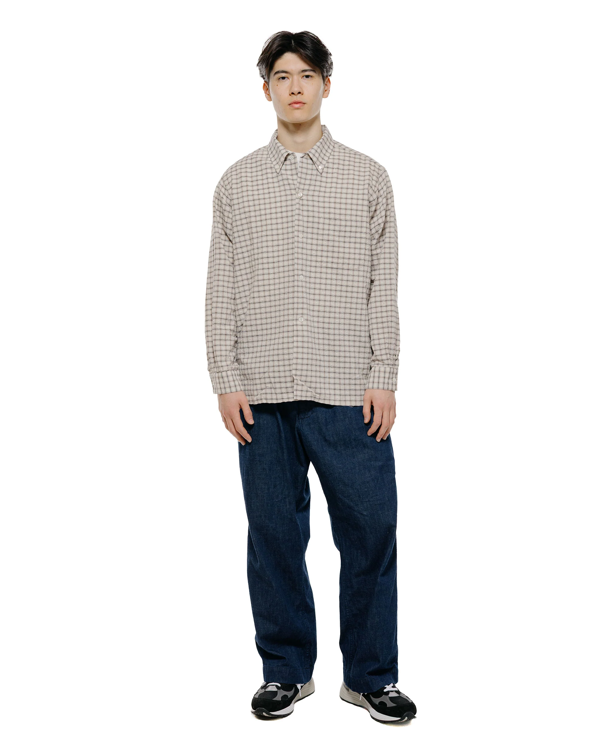 Beams Plus Open B.D. Sucker Plaid Navy - Image 4