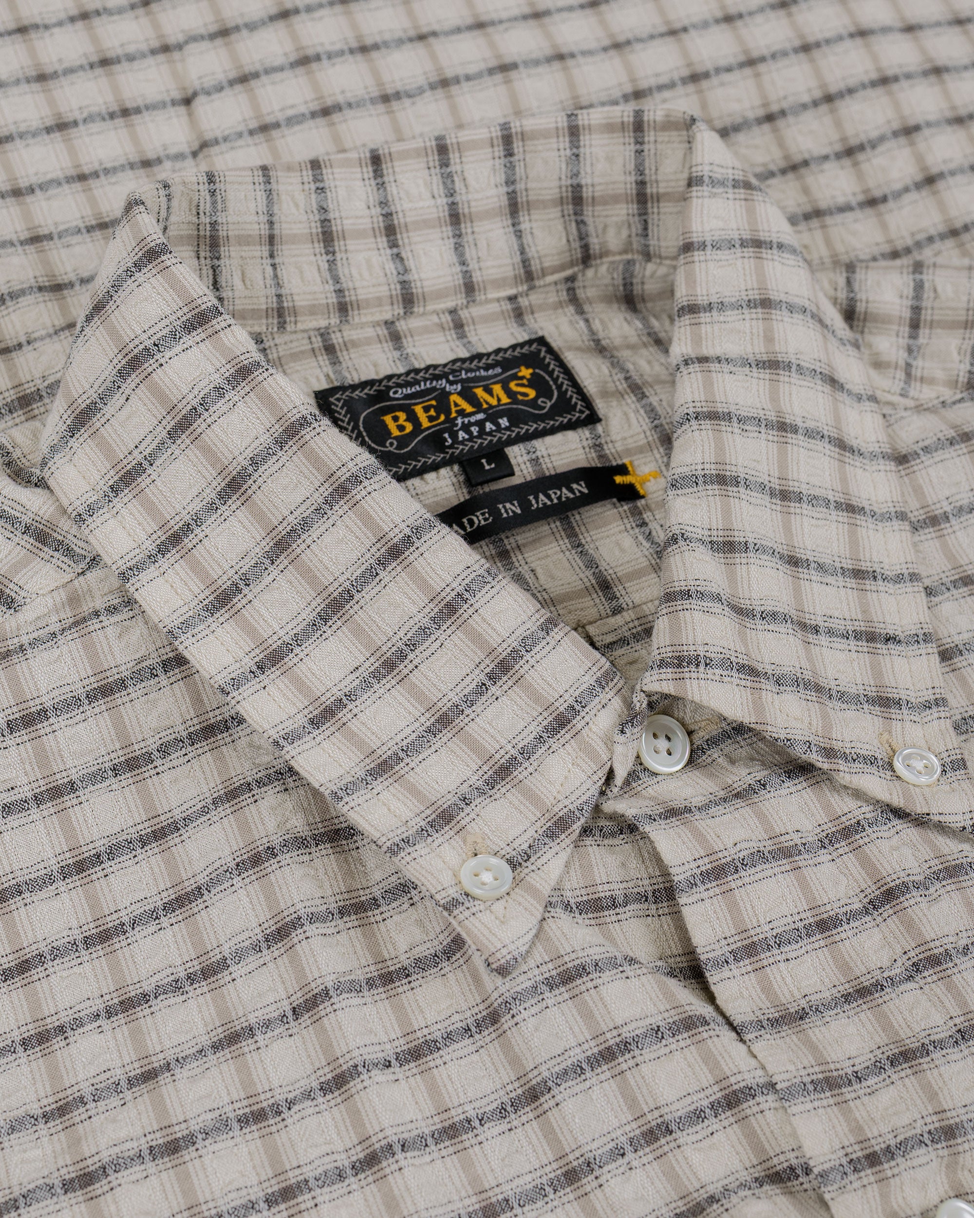 Beams Plus Open B.D. Sucker Plaid Navy - Image 5