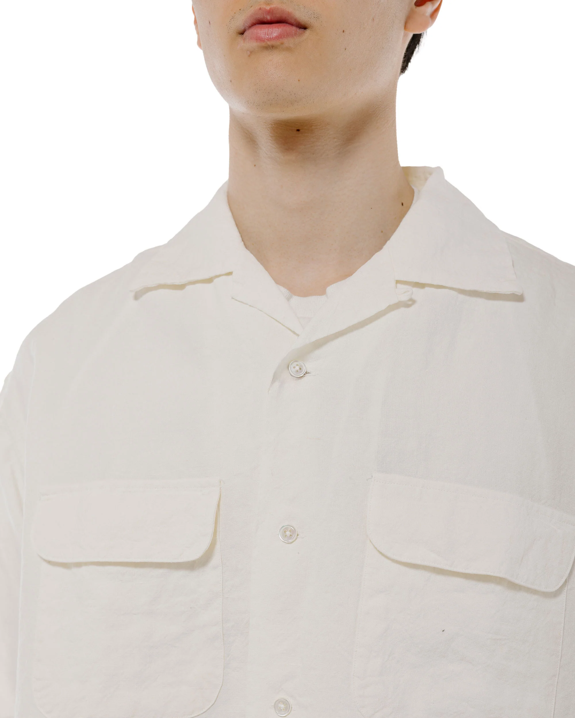 Beams Plus Open Collar 1/40 Linen White - Image 3