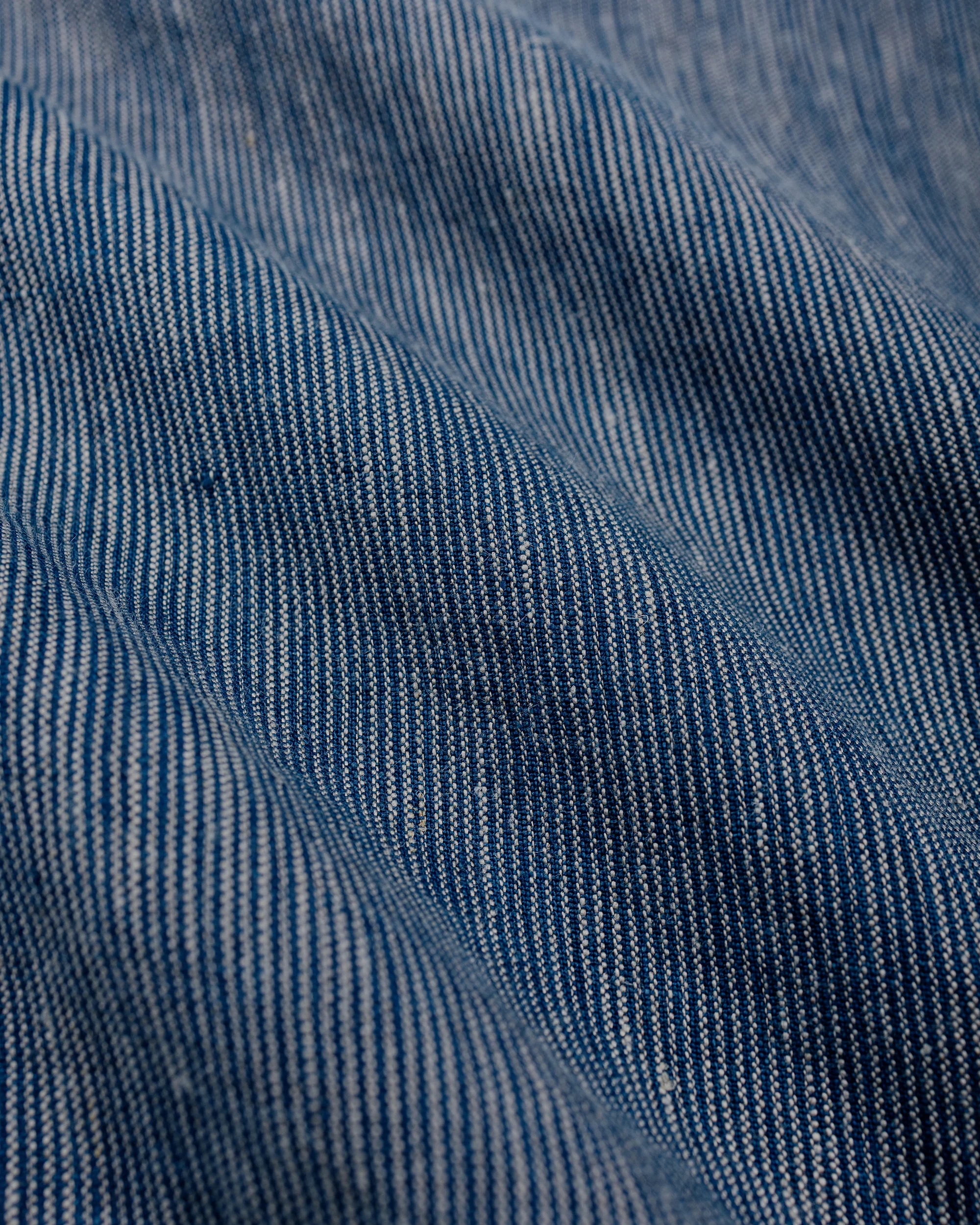 Beams Plus Open Collar Indigo Linen Stripe - Image 6