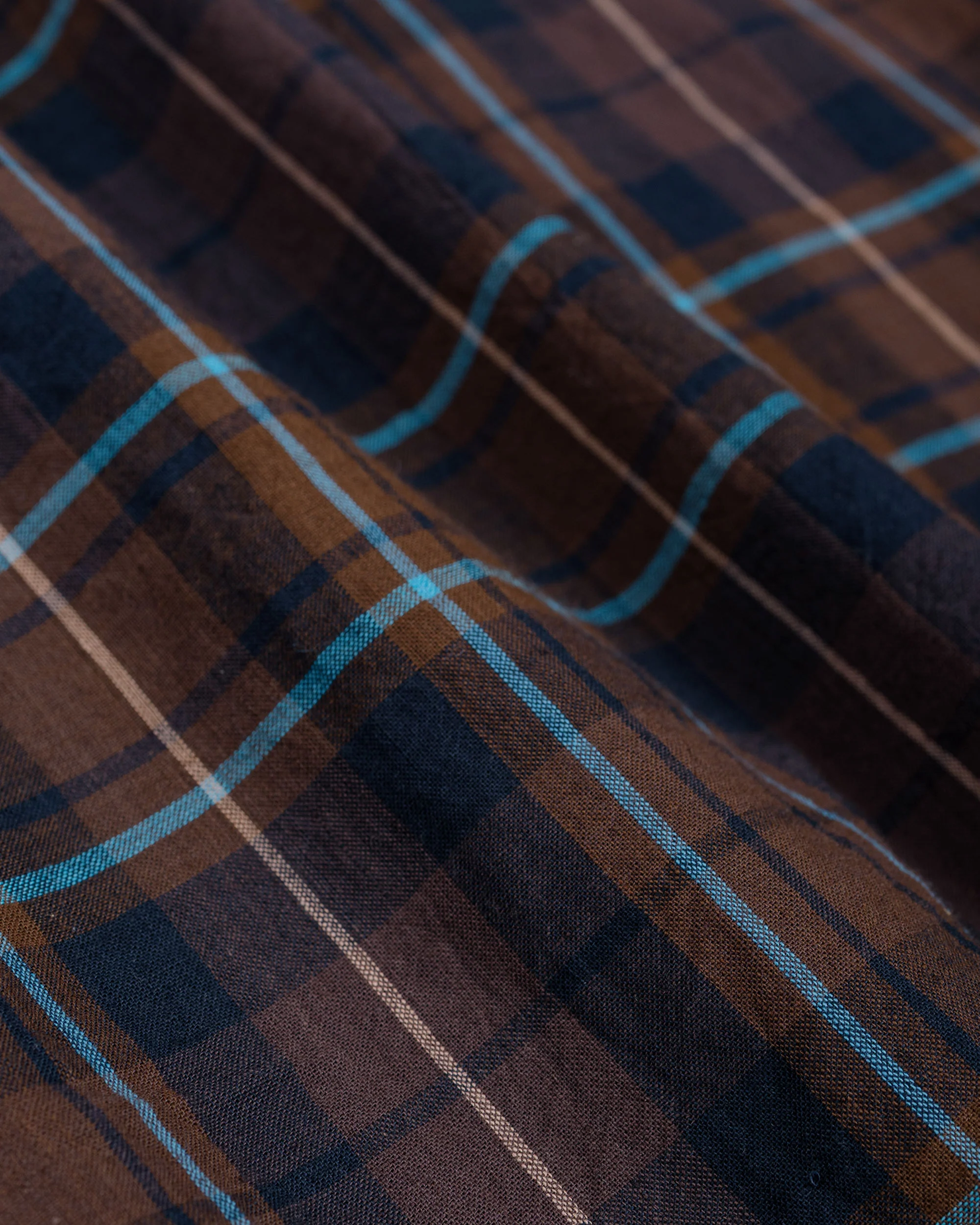 Beams Plus Open Collar Madras Brown - Image 6