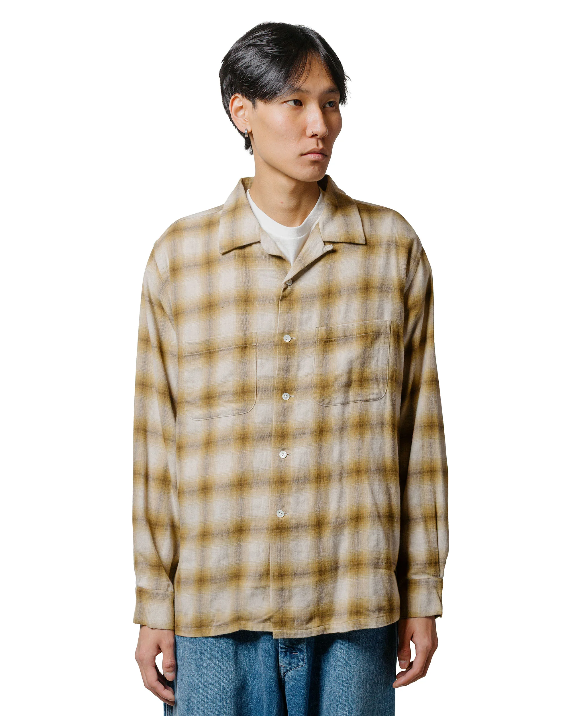 Beams Plus Open Collar Ombre Brown - Image 2