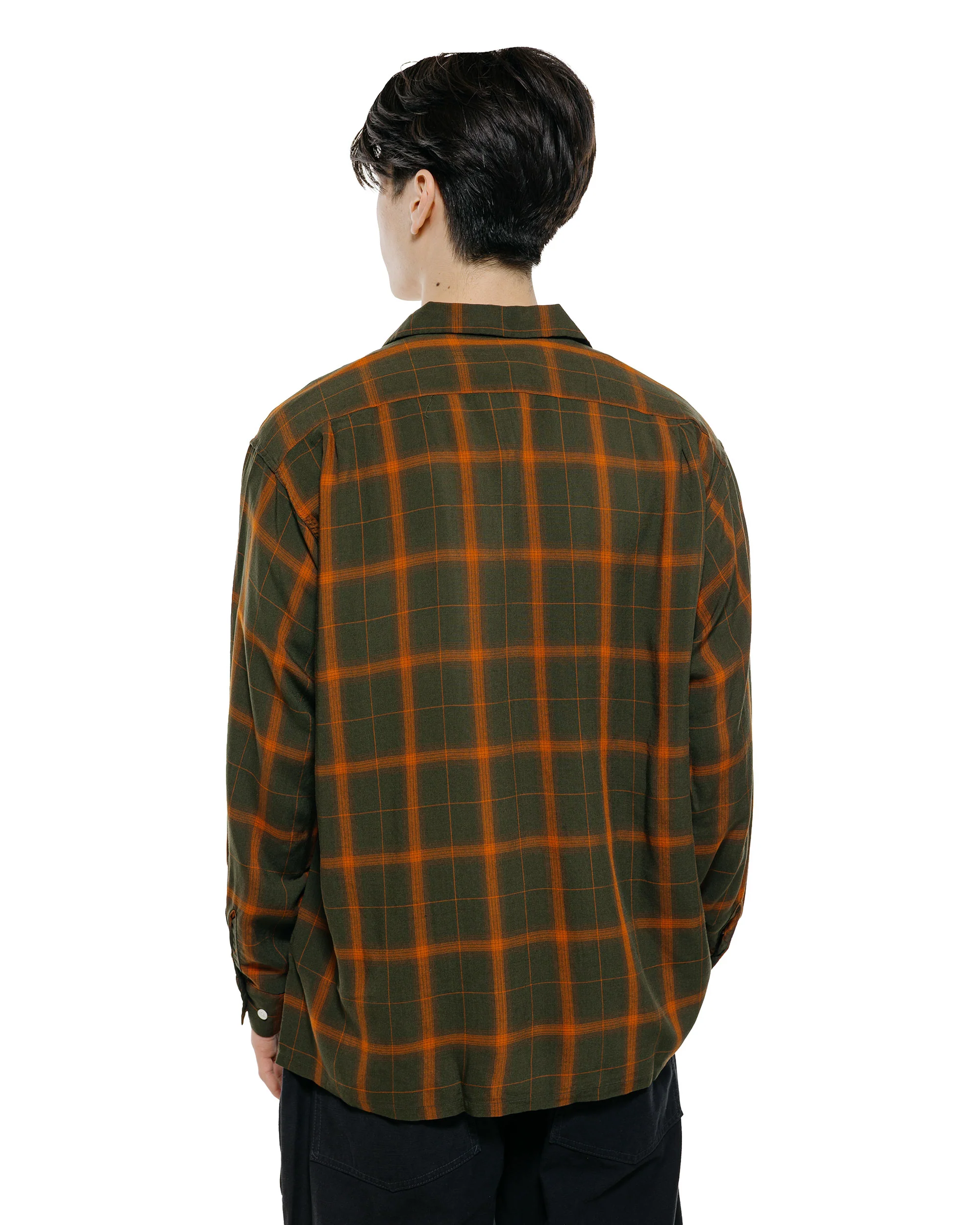 Beams Plus Open Collar Ombre Plaid Green Mustard Ombre - Image 3