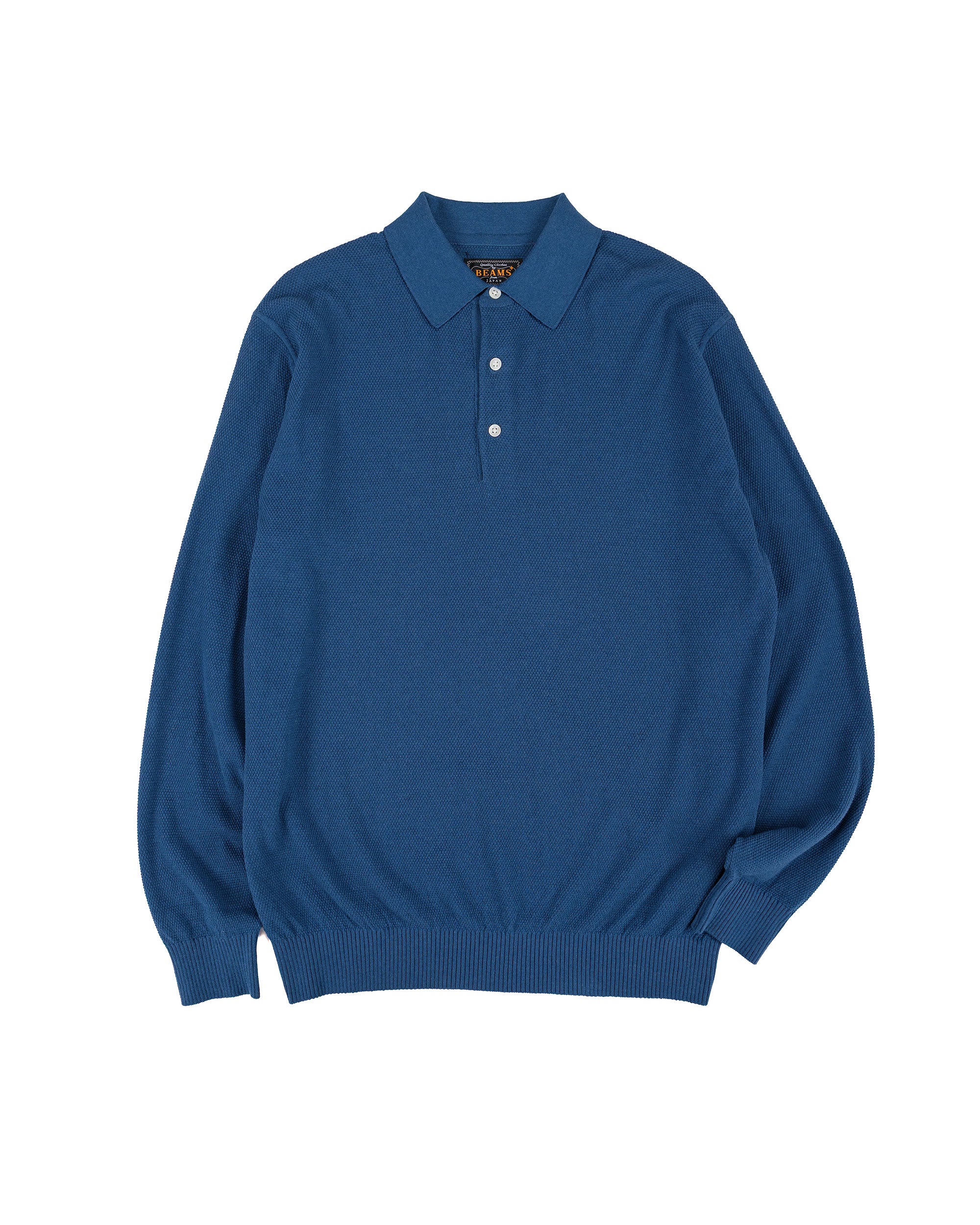 Beams Plus Pique Polo 14G L/S Navy