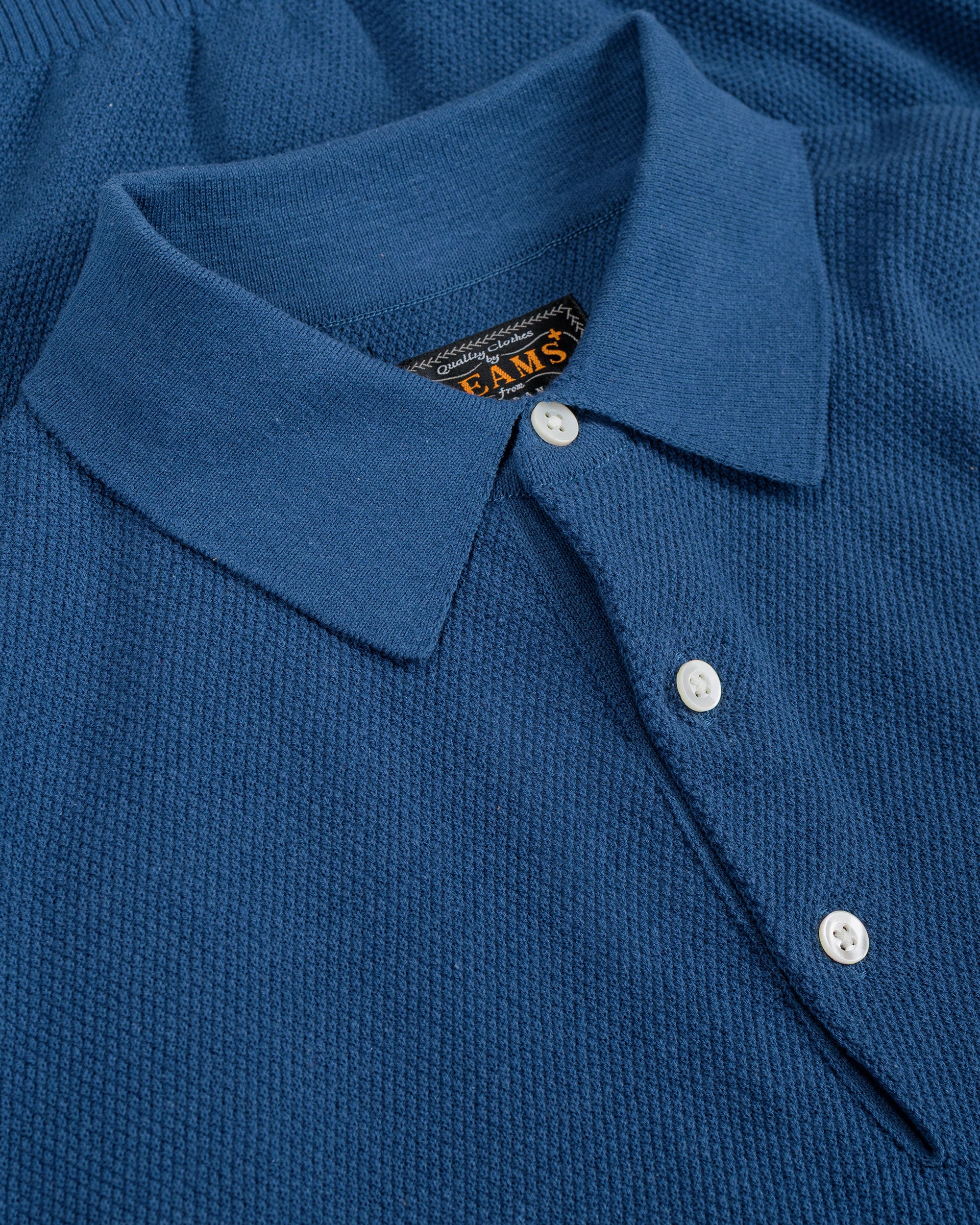 Beams Plus Pique Polo 14G L/S Navy - Image 5