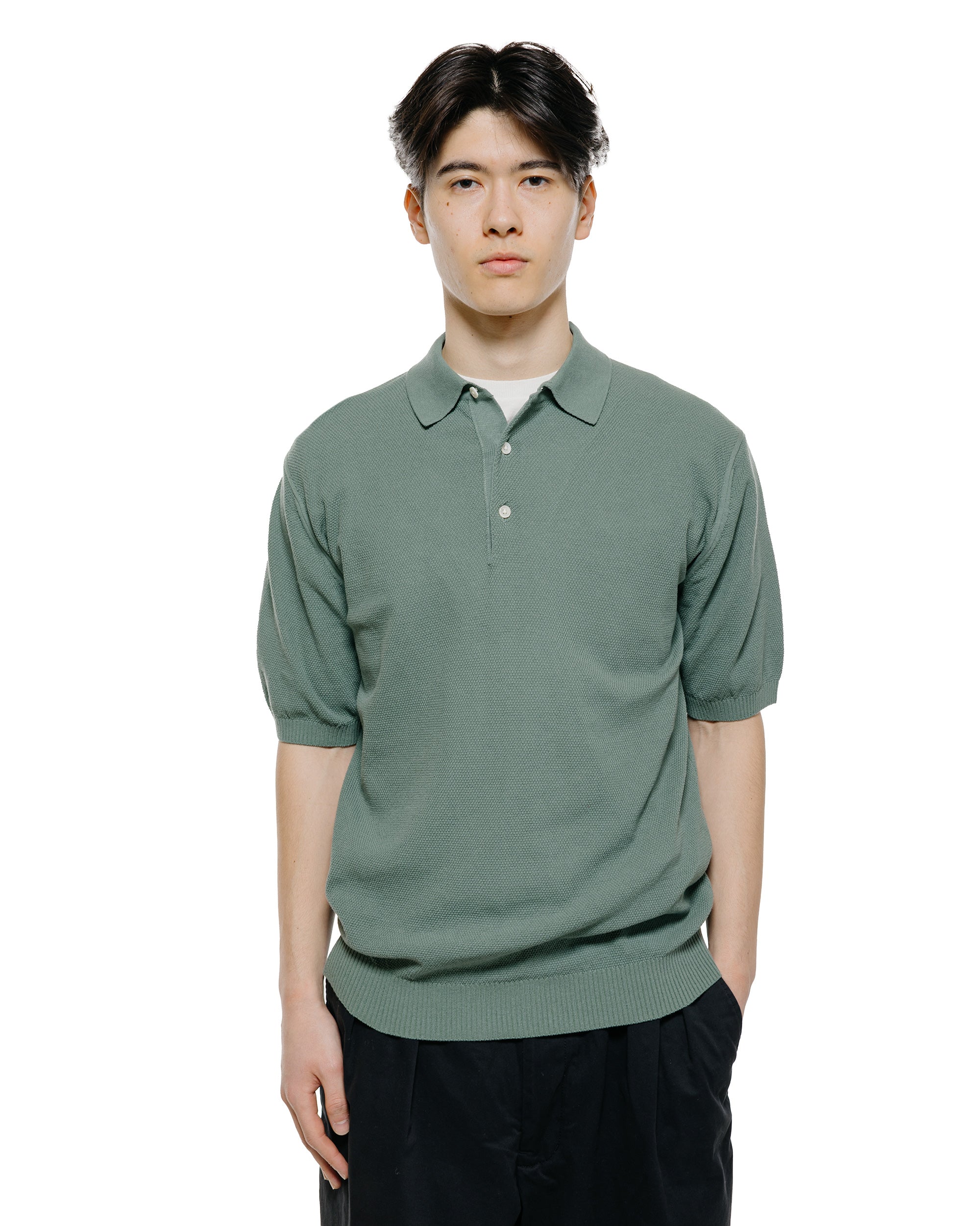Beams Plus Pique Polo 14G Olive - Image 2