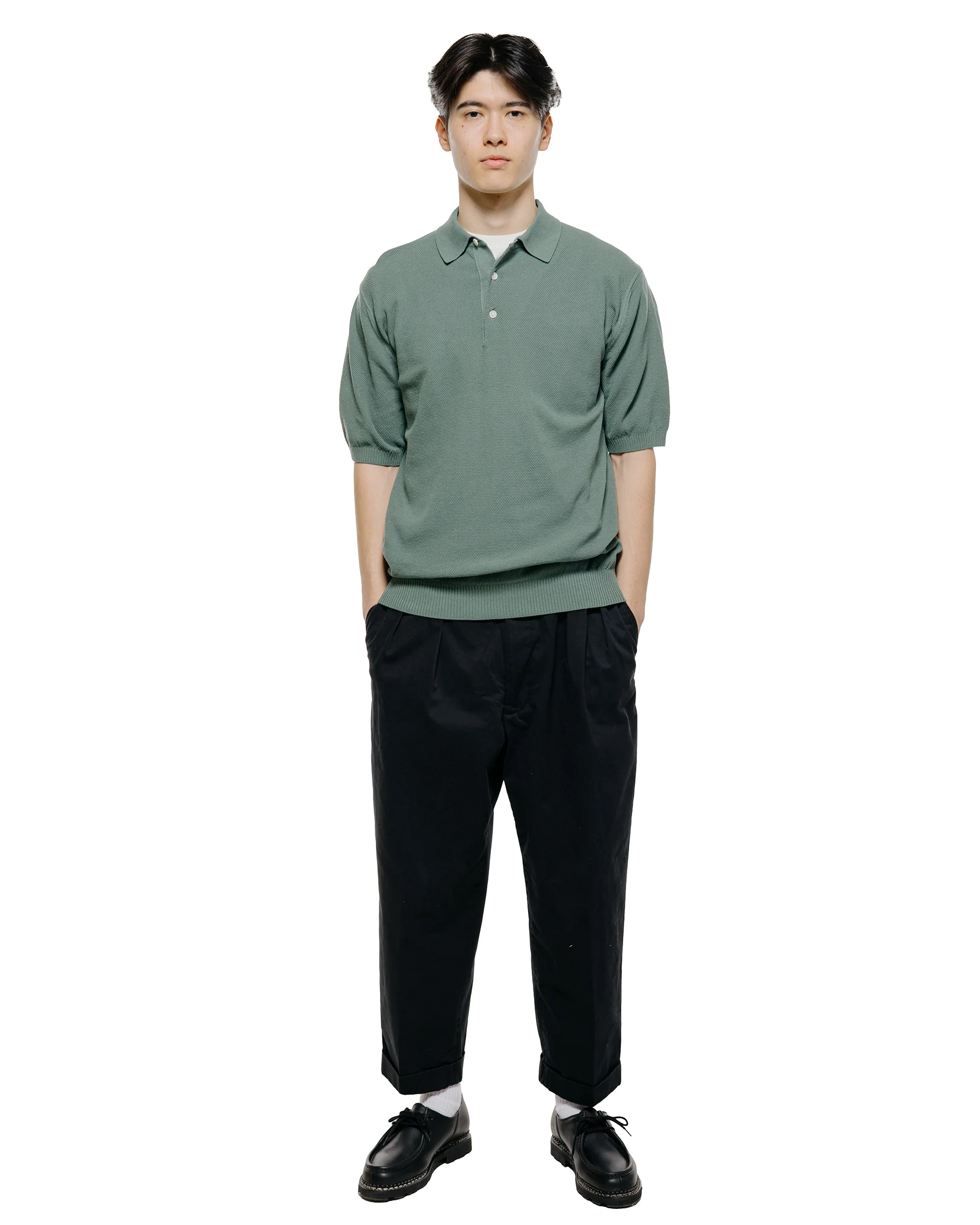 Beams Plus Pique Polo 14G Olive - Image 4