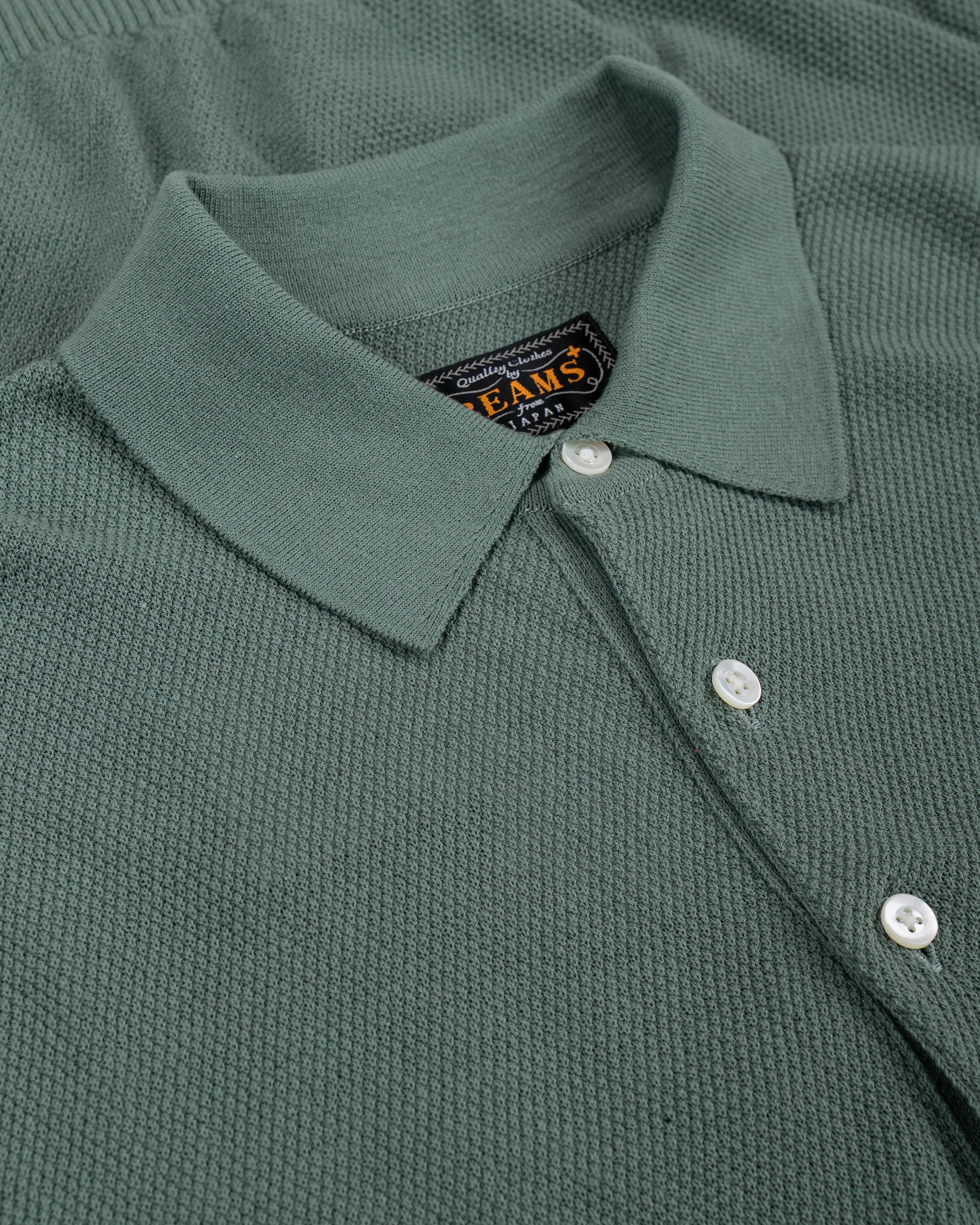 Beams Plus Pique Polo 14G Olive - Image 5
