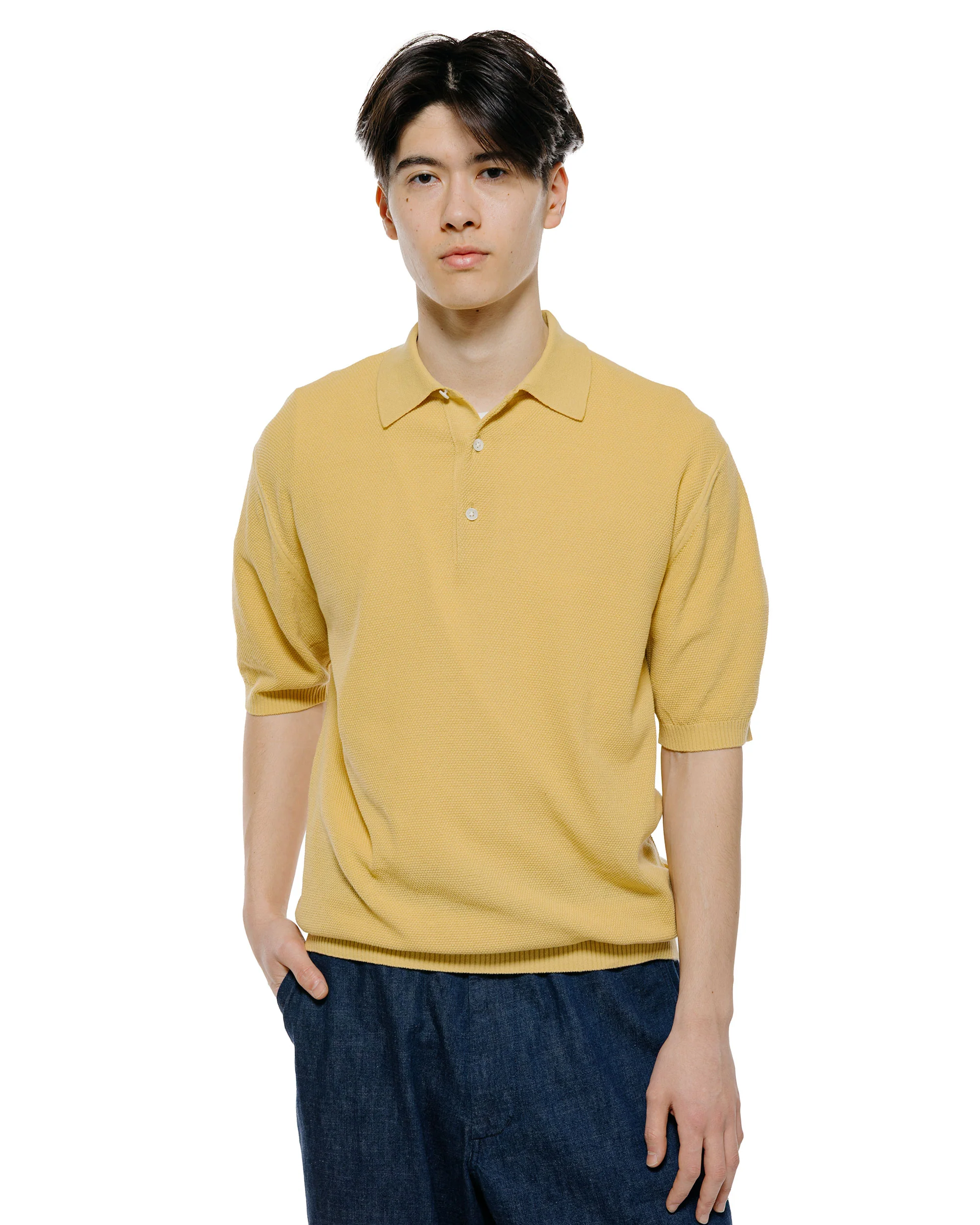 Beams Plus Pique Polo 14G Yellow - Image 2
