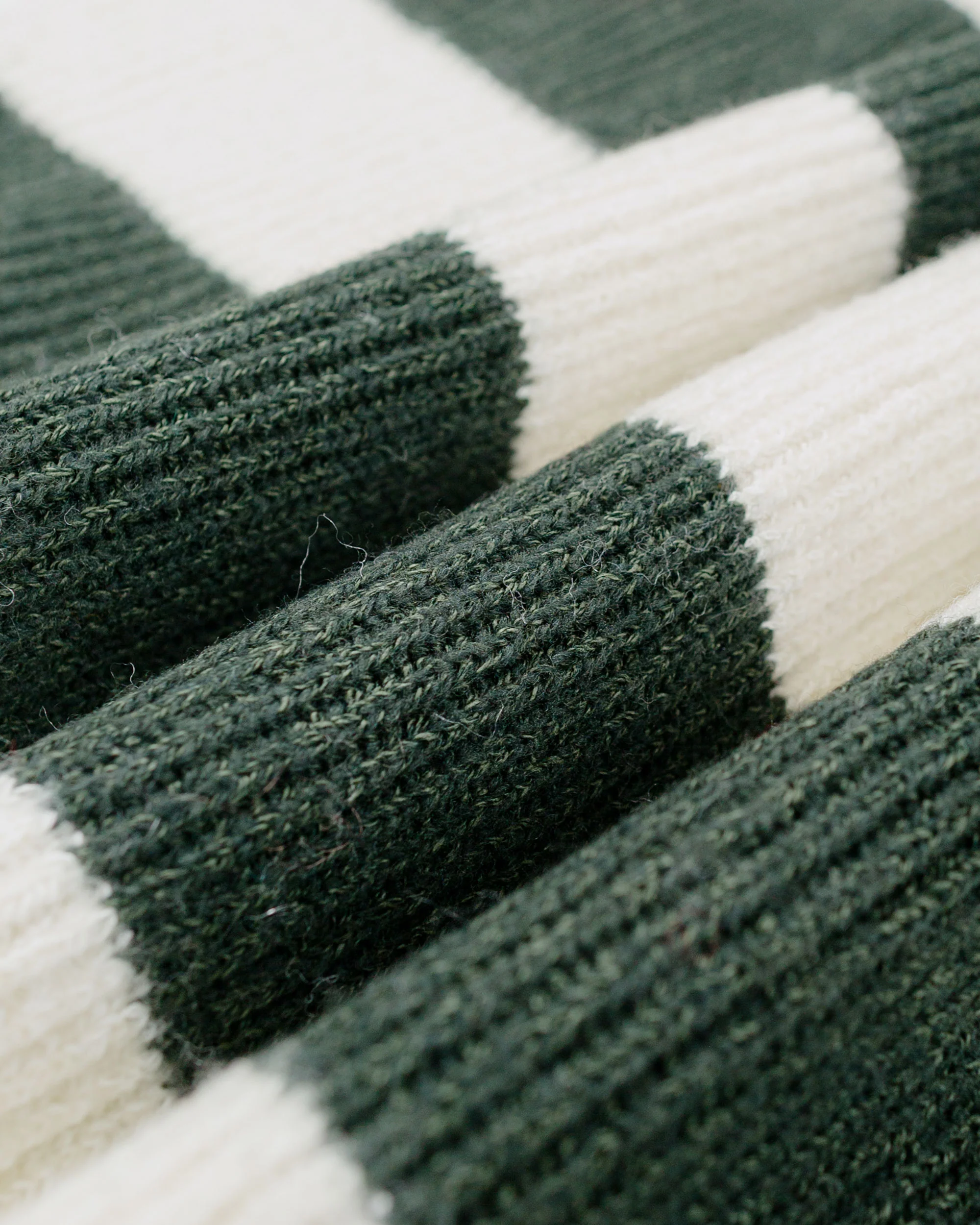 Beams Plus Hi-Neck Rib Stitch Stripe White - Image 6