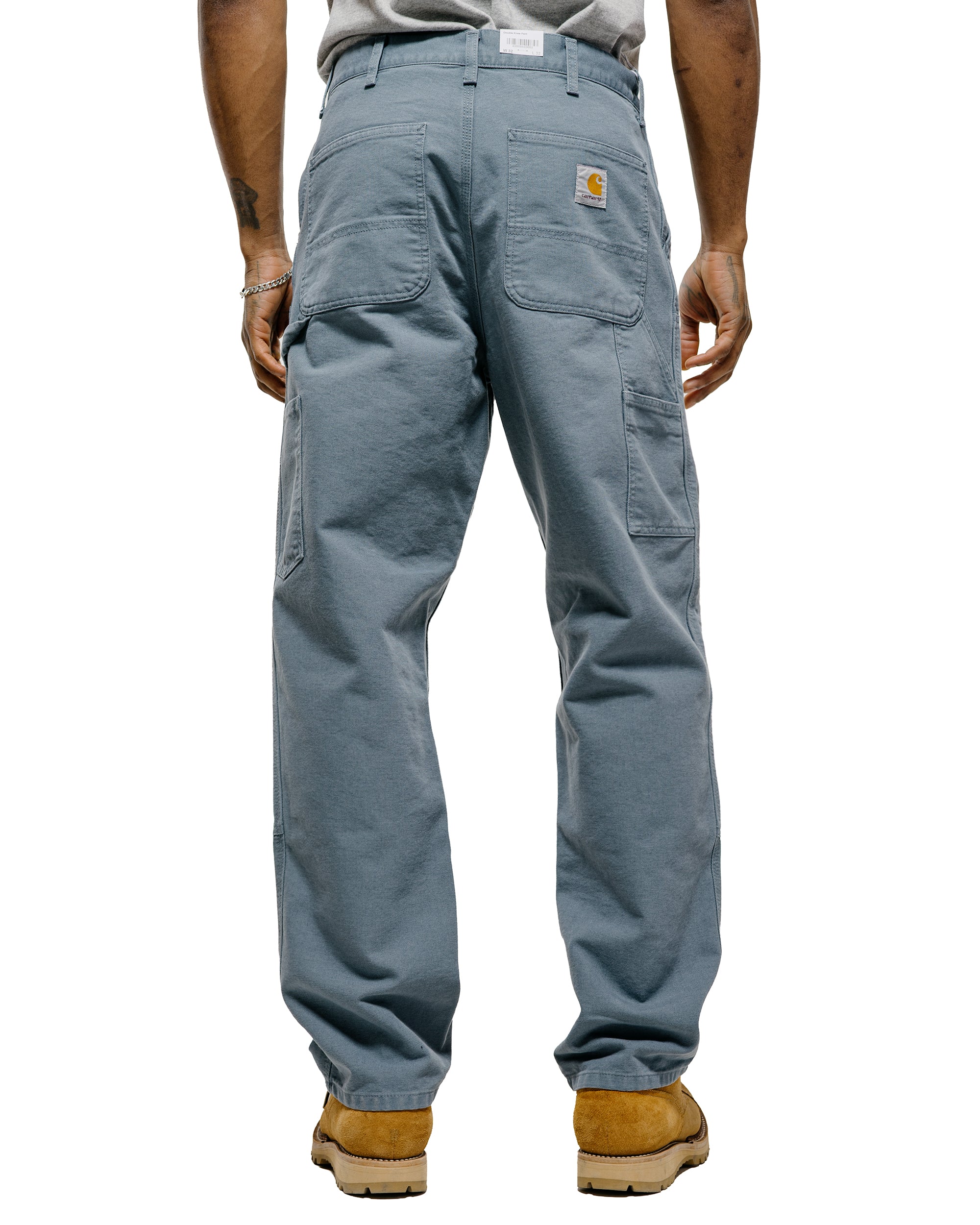 Carhartt W.I.P. Double Knee Pant Cozy Blue Stone Canvas - Image 3