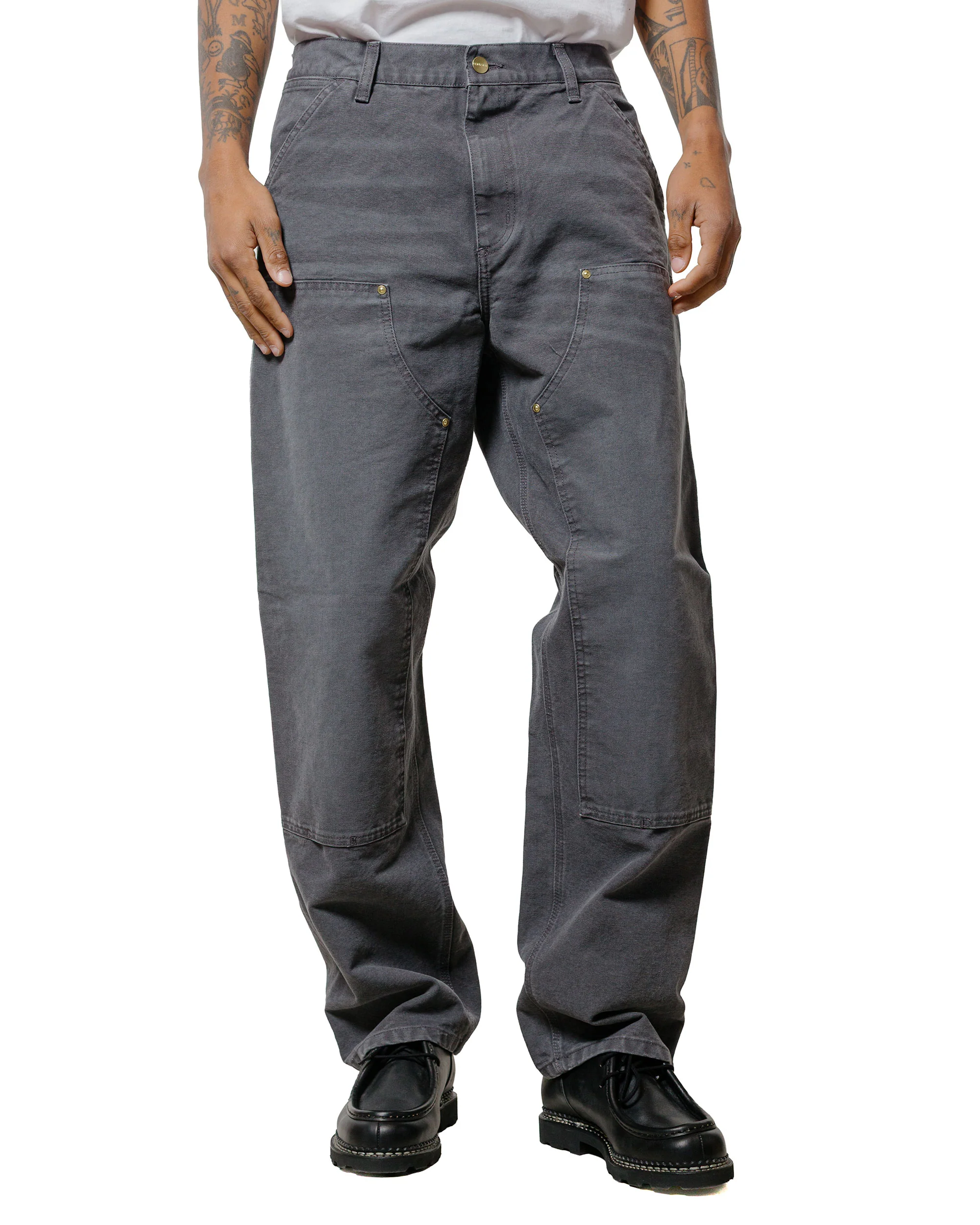 Carhartt W.I.P. Double Knee Pant Graphite Stone Canvas - Image 2