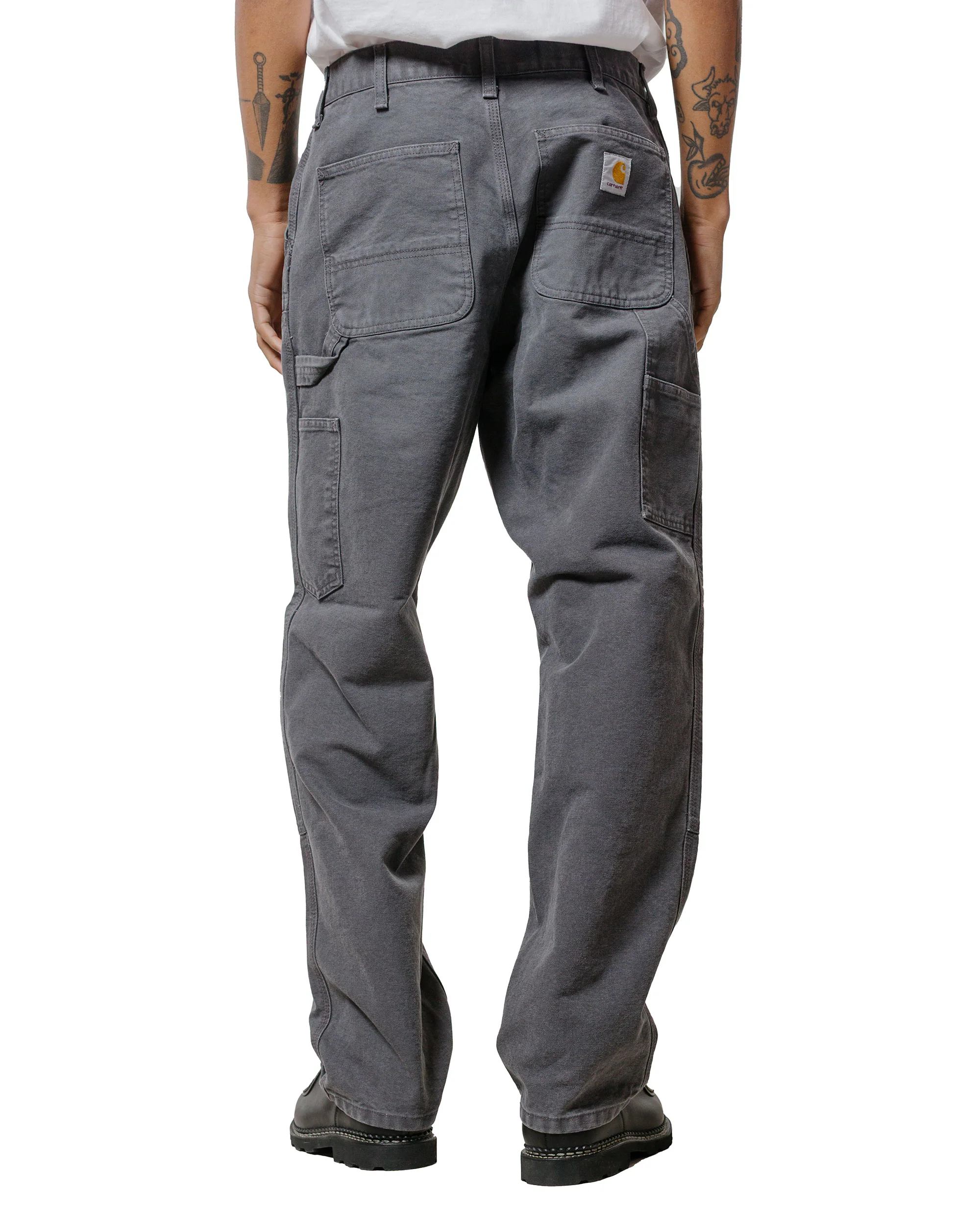 Carhartt W.I.P. Double Knee Pant Graphite Stone Canvas - Image 3