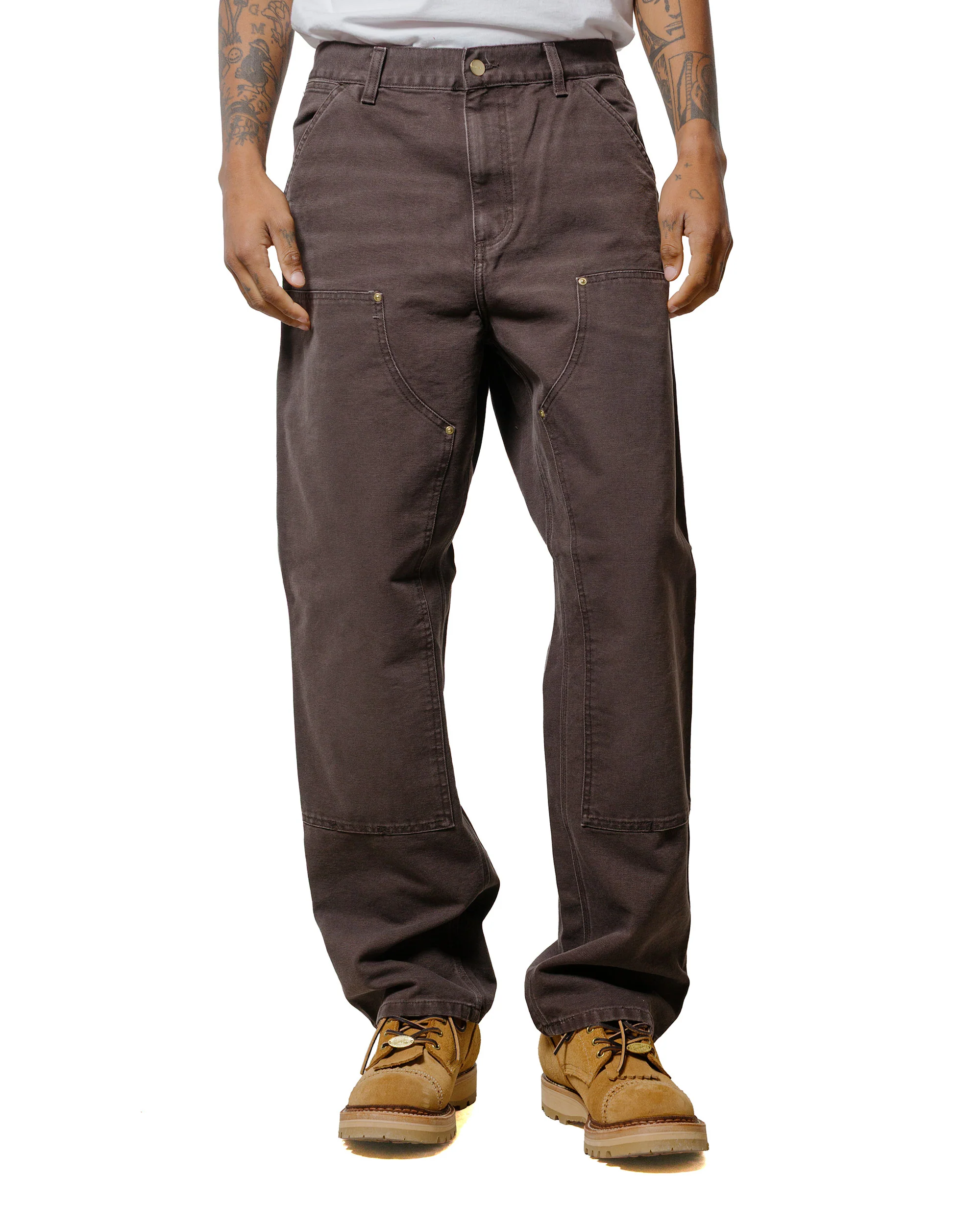 Carhartt W.I.P. Double Knee Pant Tobacco Stone Canvas - Image 2